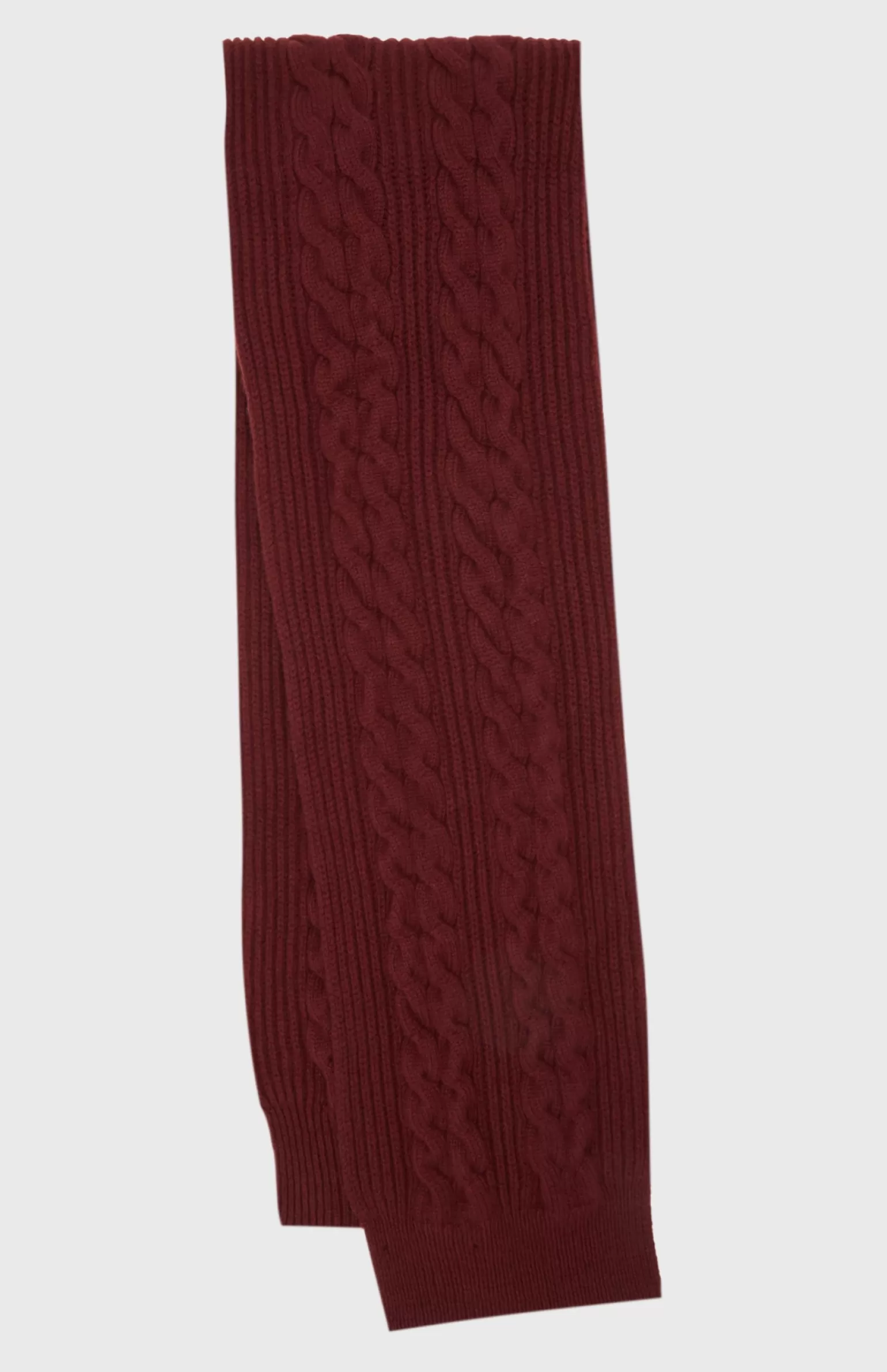 Pringle of Scotland All Over Rib And Cable Detail Scarf In Burgundy