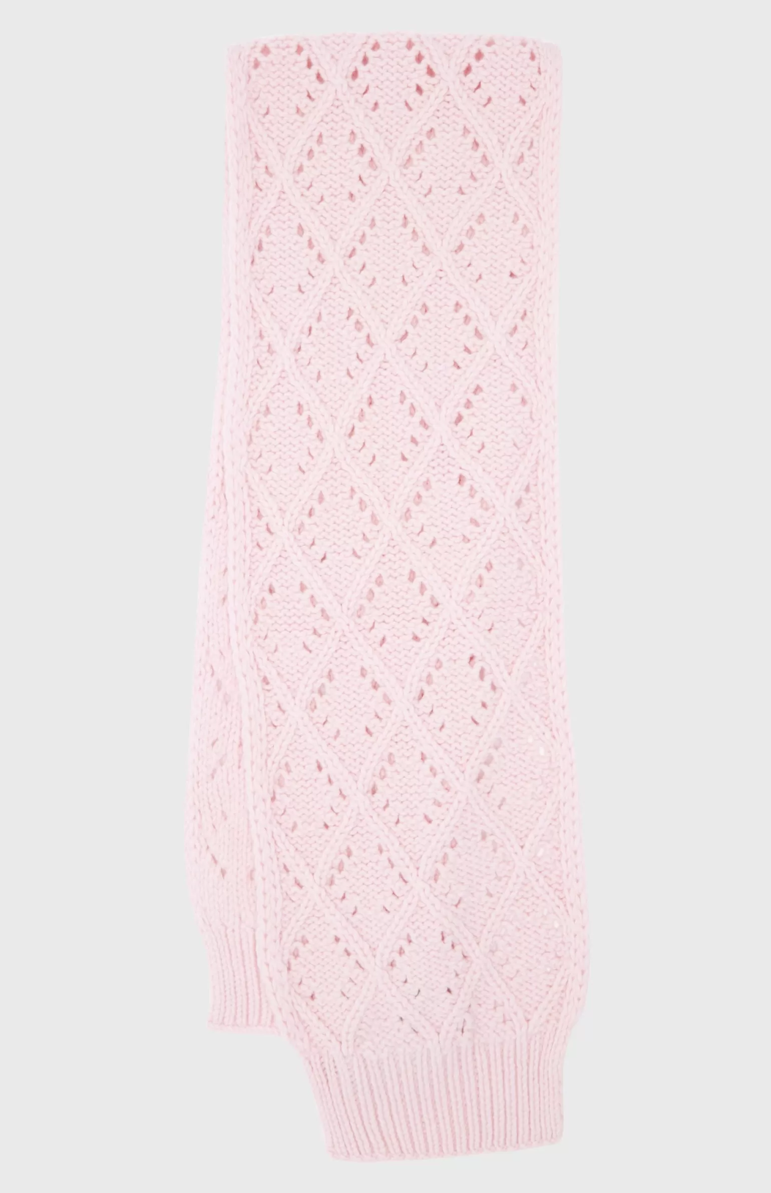 Women Pringle of Scotland Allover Diamond Eyelet Stitch Scarf In Powder Pink