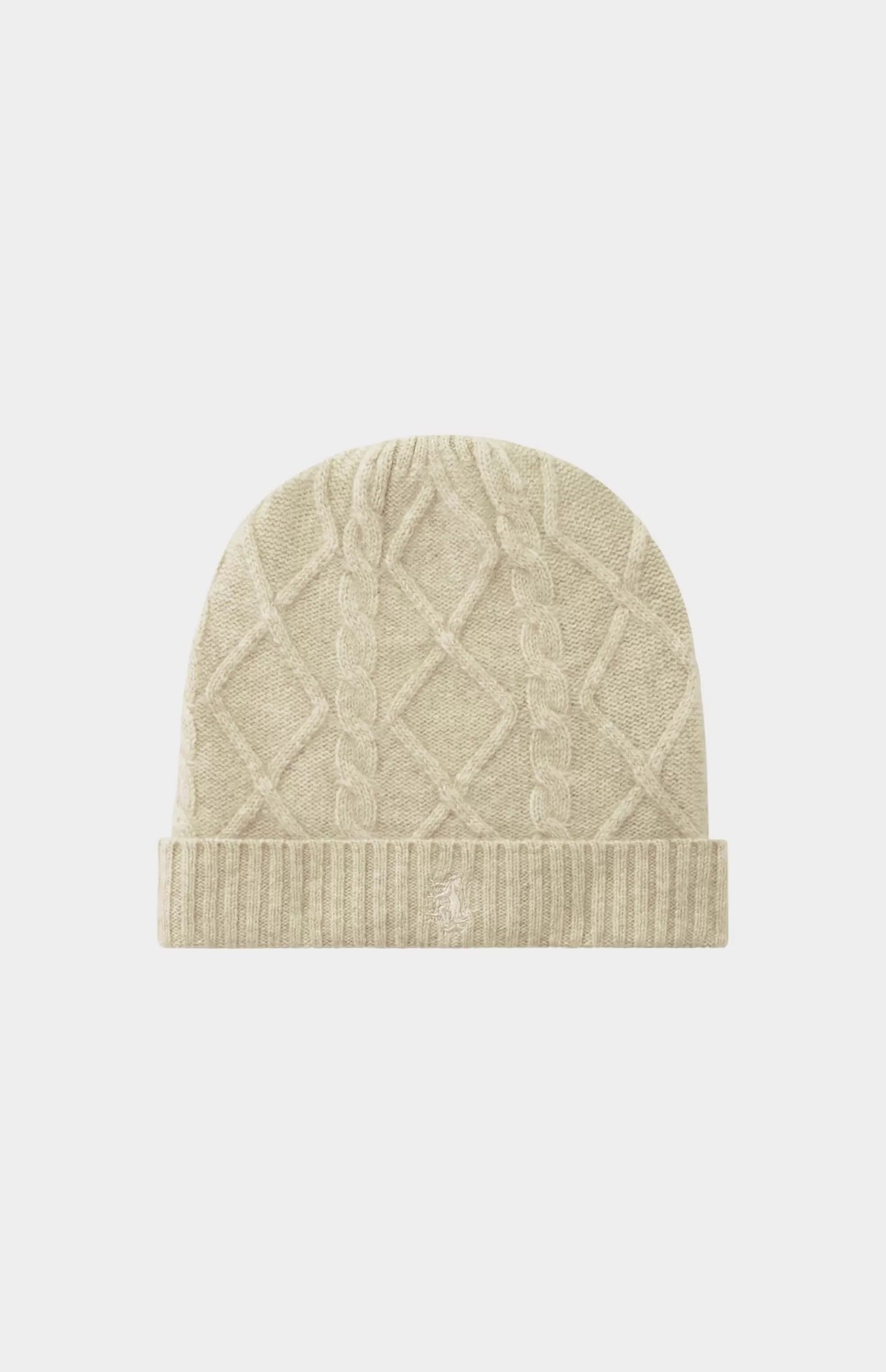 Women Pringle of Scotland Cable Knit Cashmere Beanie In Oatmeal