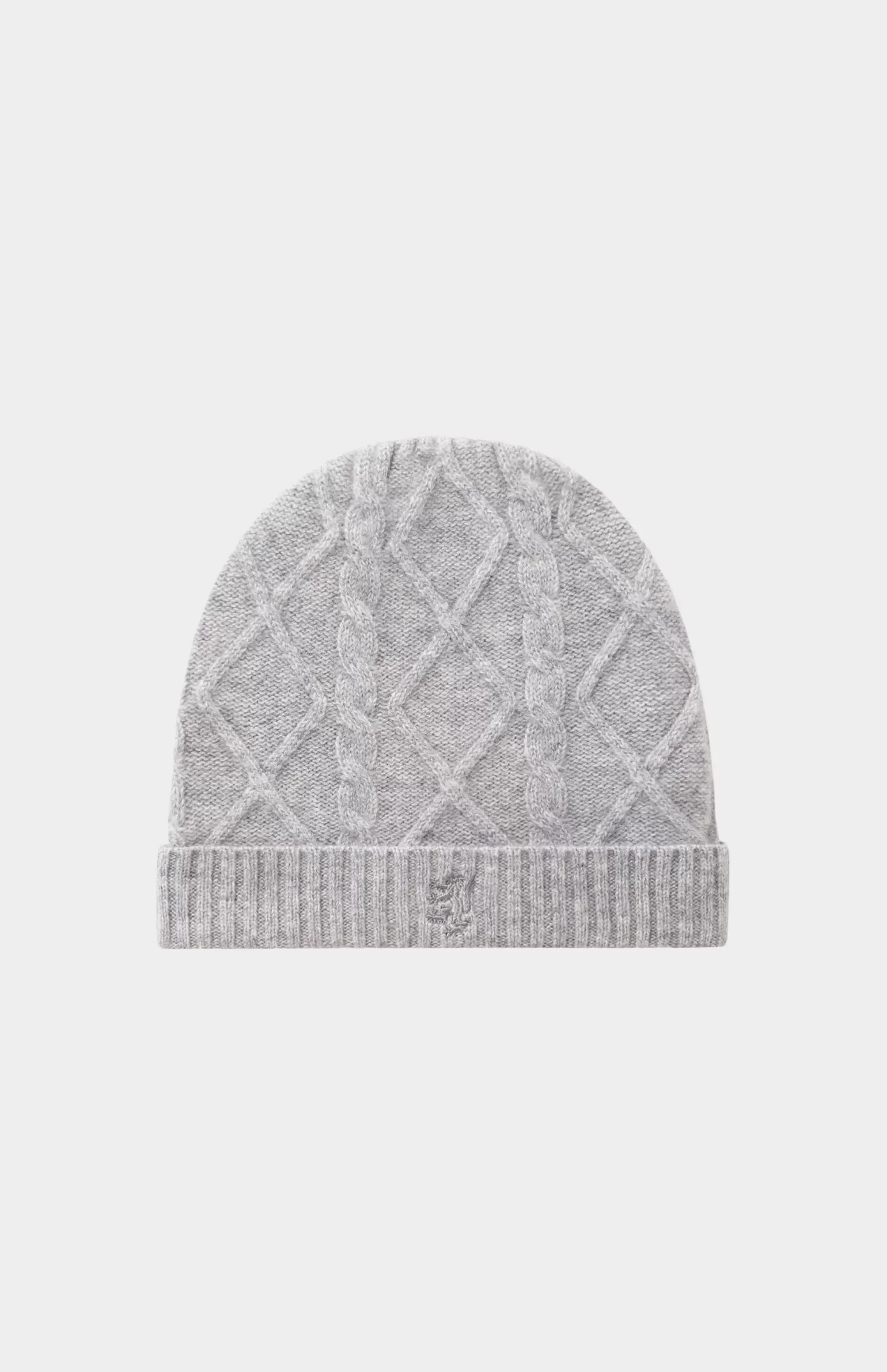 Women Pringle of Scotland Cable Knit Cashmere Beanie In Silver Melange