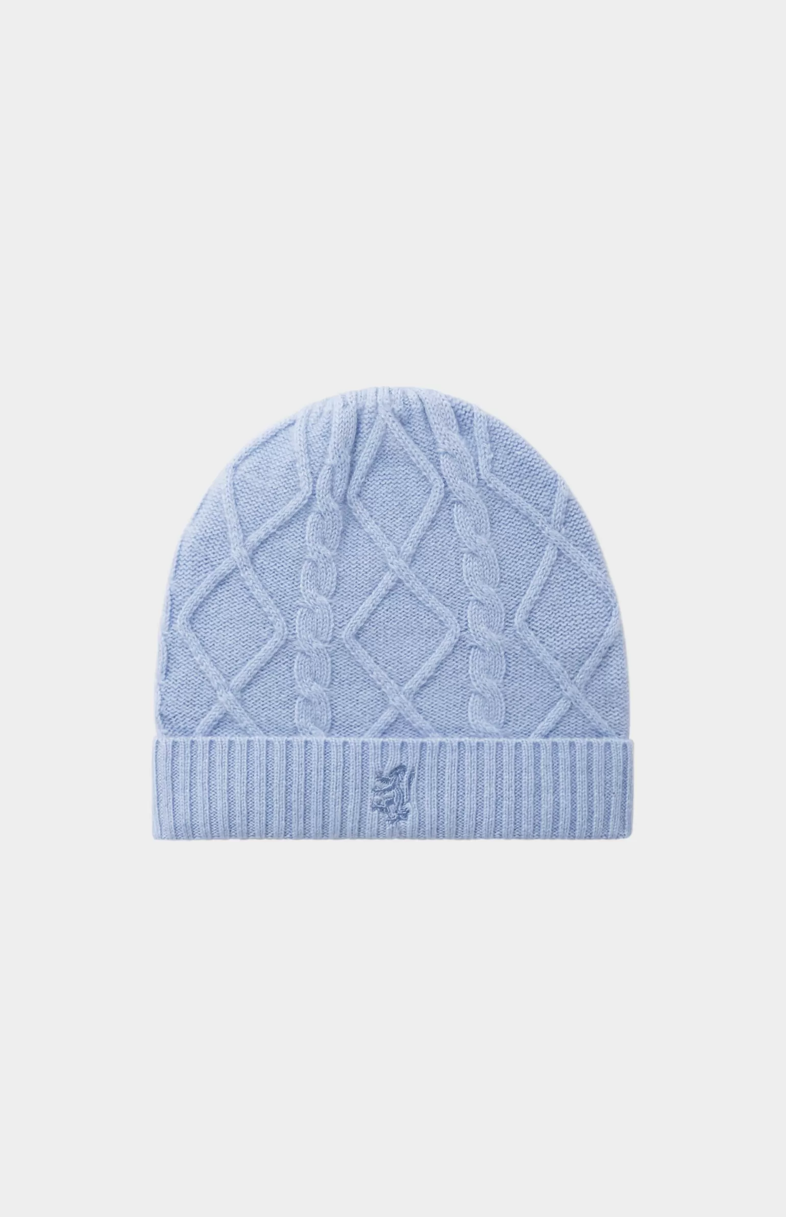 Women Pringle of Scotland Cable Knit Cashmere Beanie In Sky Blue