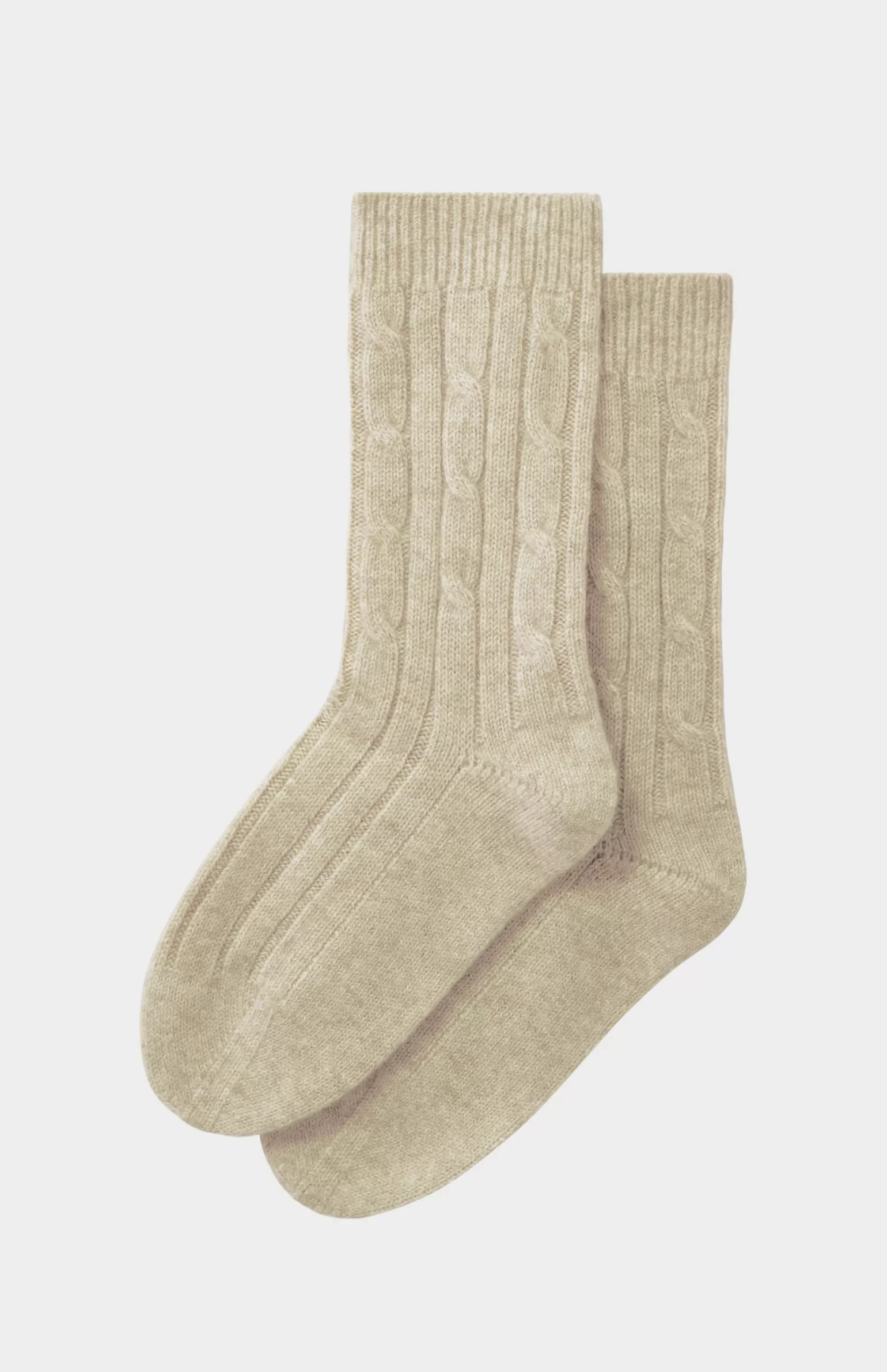 Women Pringle of Scotland Cable Ribbed Cashmere Socks In Oatmeal