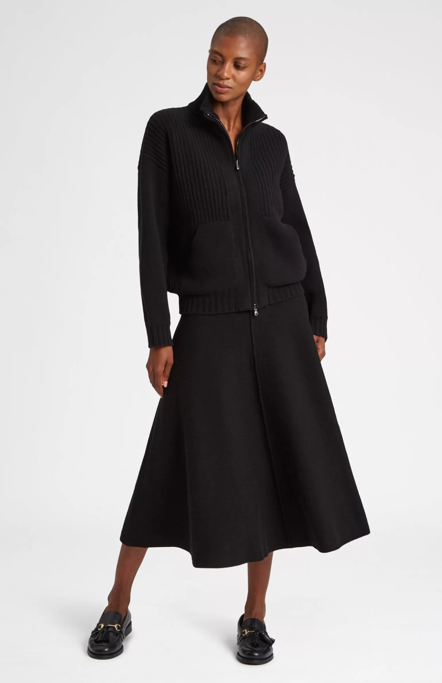 Women Pringle of Scotland Cashmere Blend Midi Skirt In Black