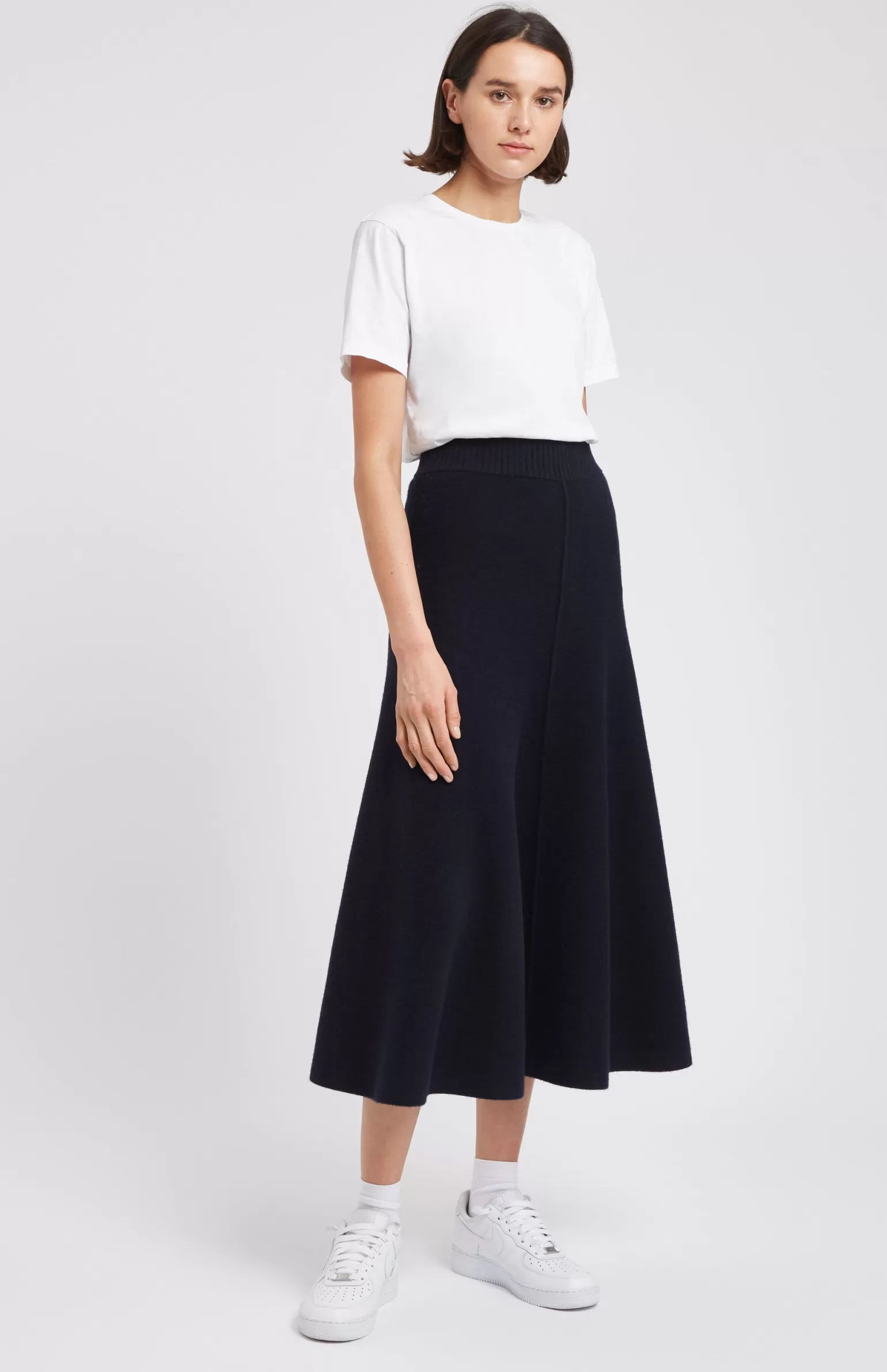 Women Pringle of Scotland Cashmere Blend Midi Skirt In Indigo