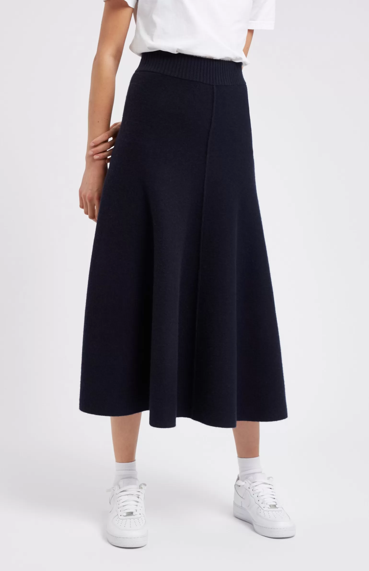 Women Pringle of Scotland Cashmere Blend Midi Skirt In Indigo