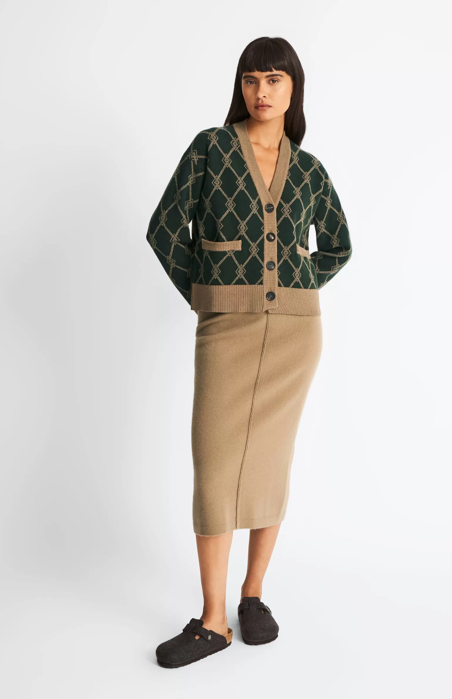 Women Pringle of Scotland Cashmere Blend Pencil Skirt In Camel