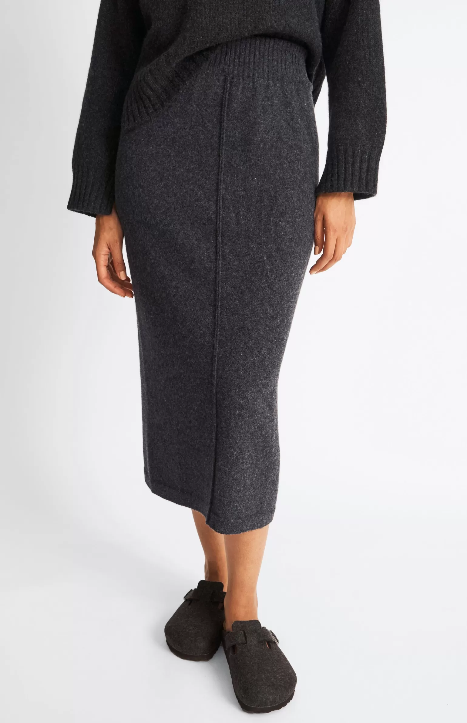 Women Pringle of Scotland Cashmere Blend Pencil Skirt In Charcoal