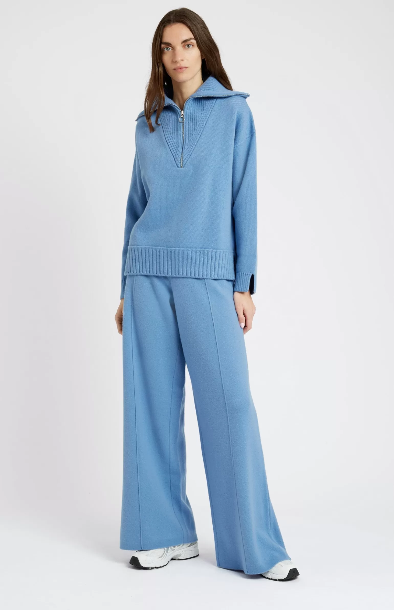 Women Pringle of Scotland Cashmere Blend Zip Jumper In Cornflower