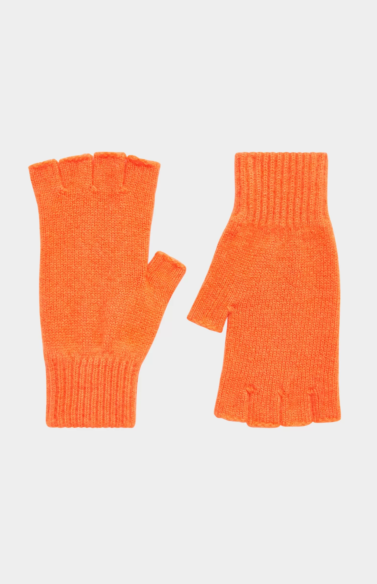 Women Pringle of Scotland Cashmere Fingerless Gloves In Apricot Orange