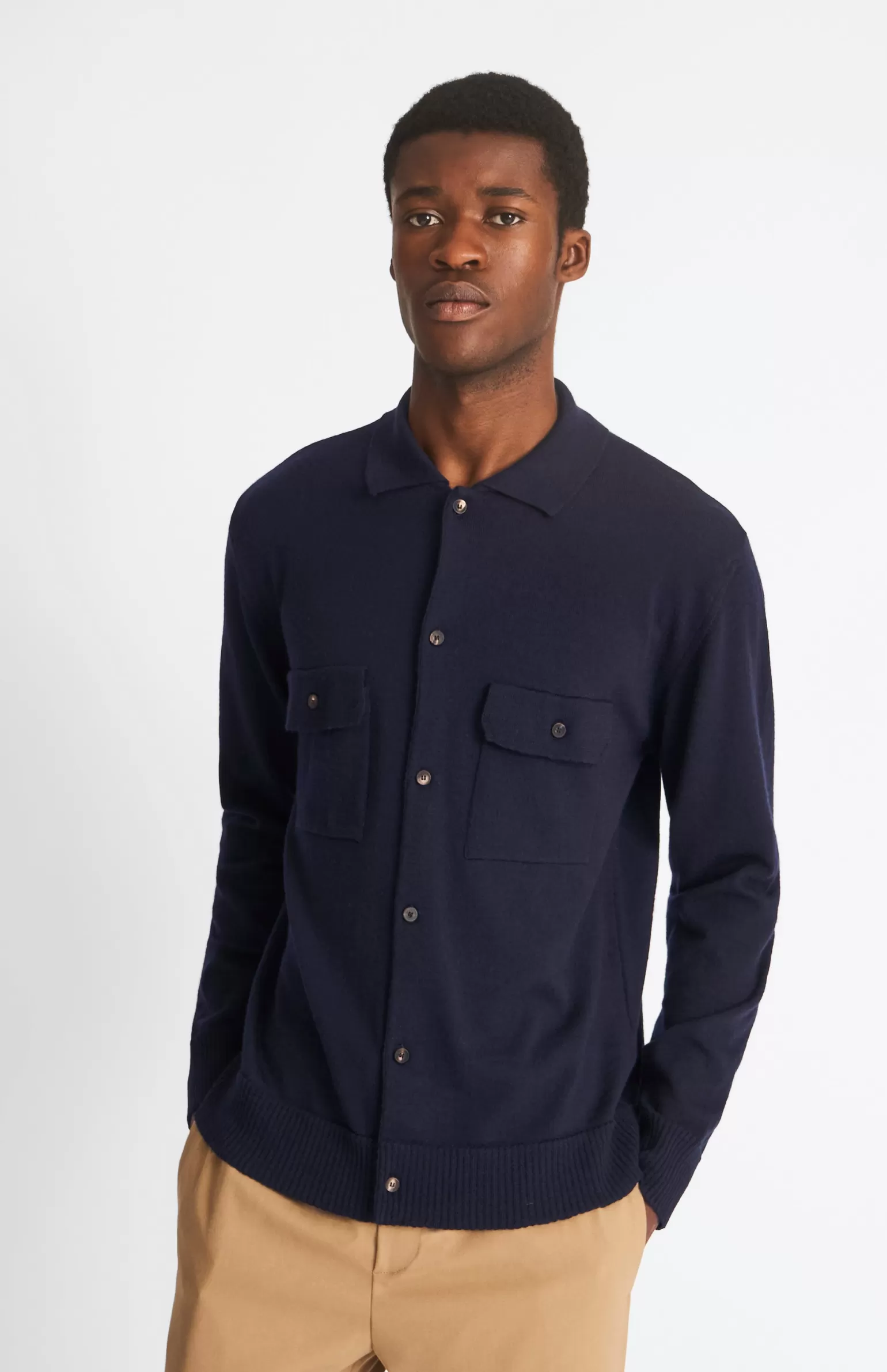 Pringle of Scotland Fine Merino Knitted Overshirt In Navy