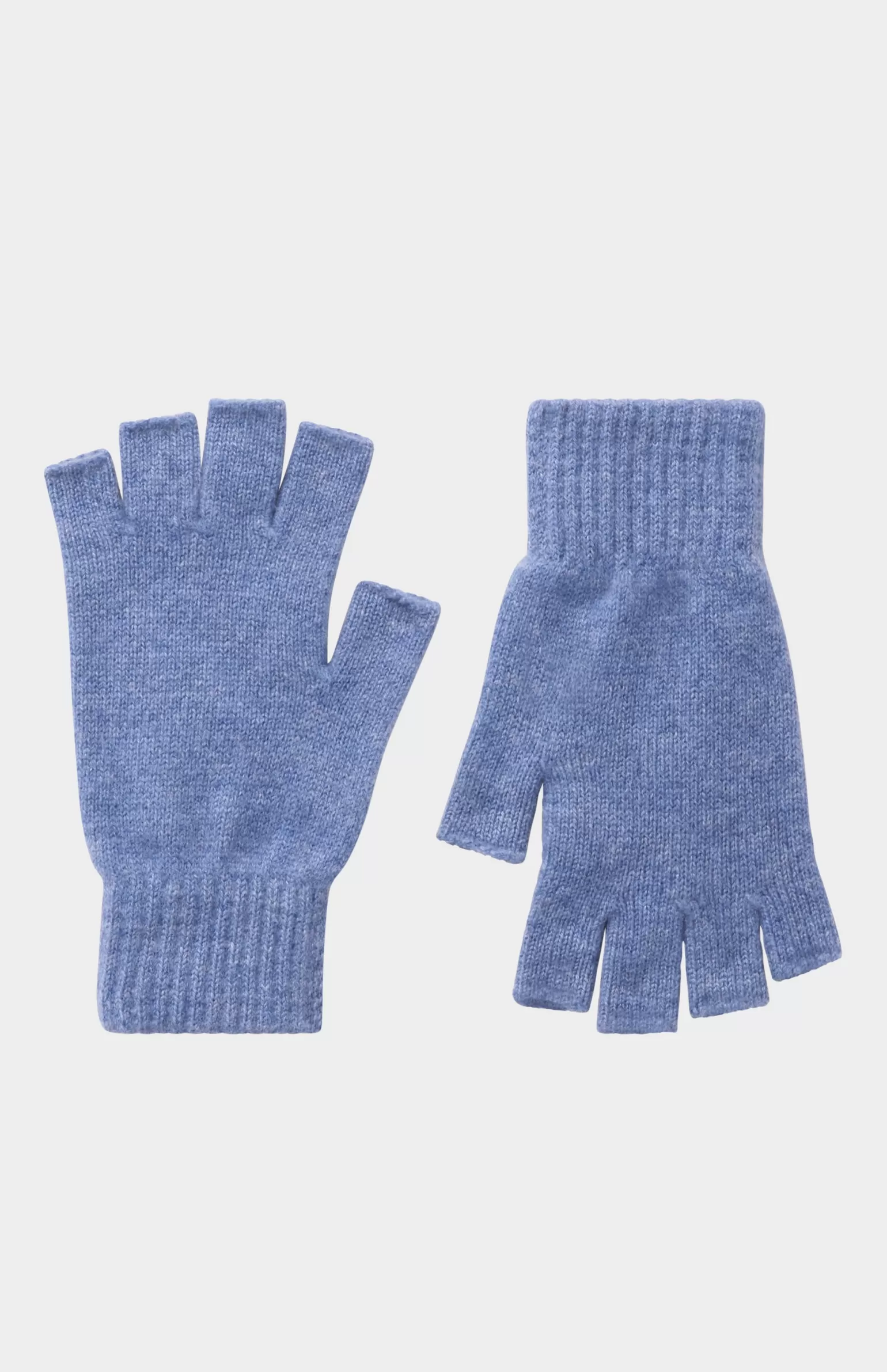 Women Pringle of Scotland Fingerless Cashmere Gloves In Blue Melange