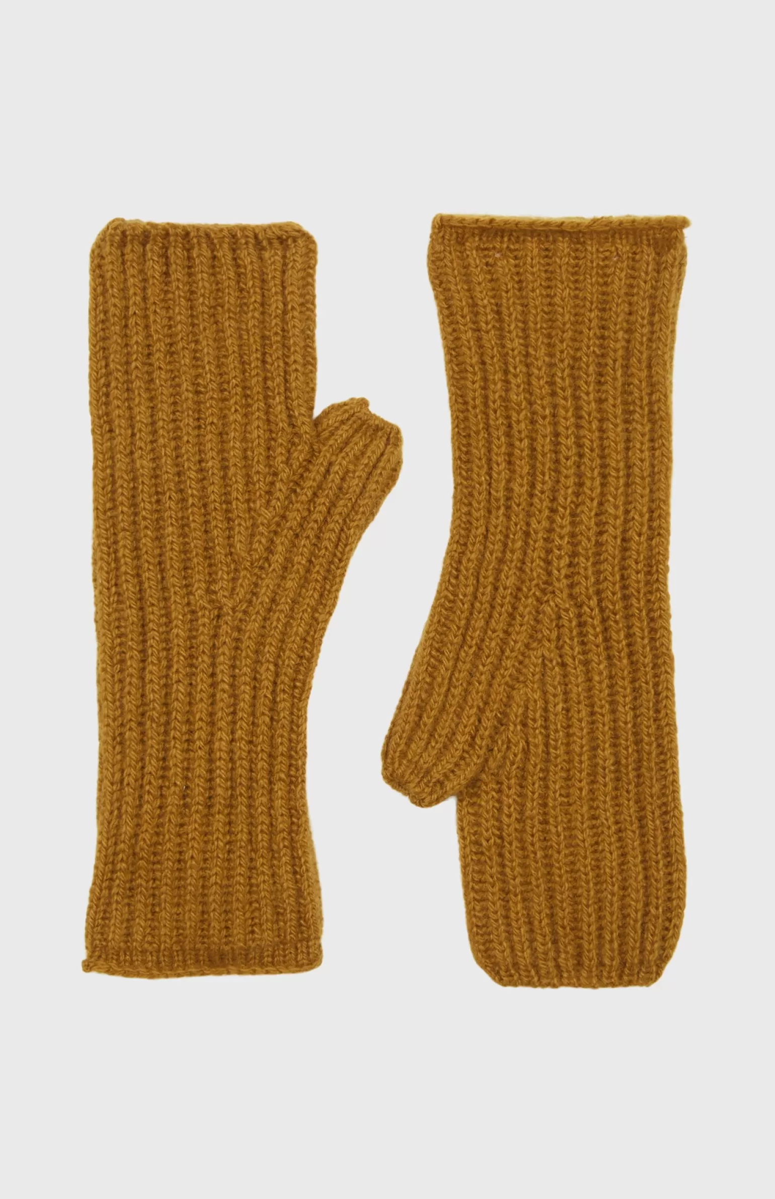 Women Pringle of Scotland Fisherman's Rib Knit Cashmere Wrist Warmers In Mustard