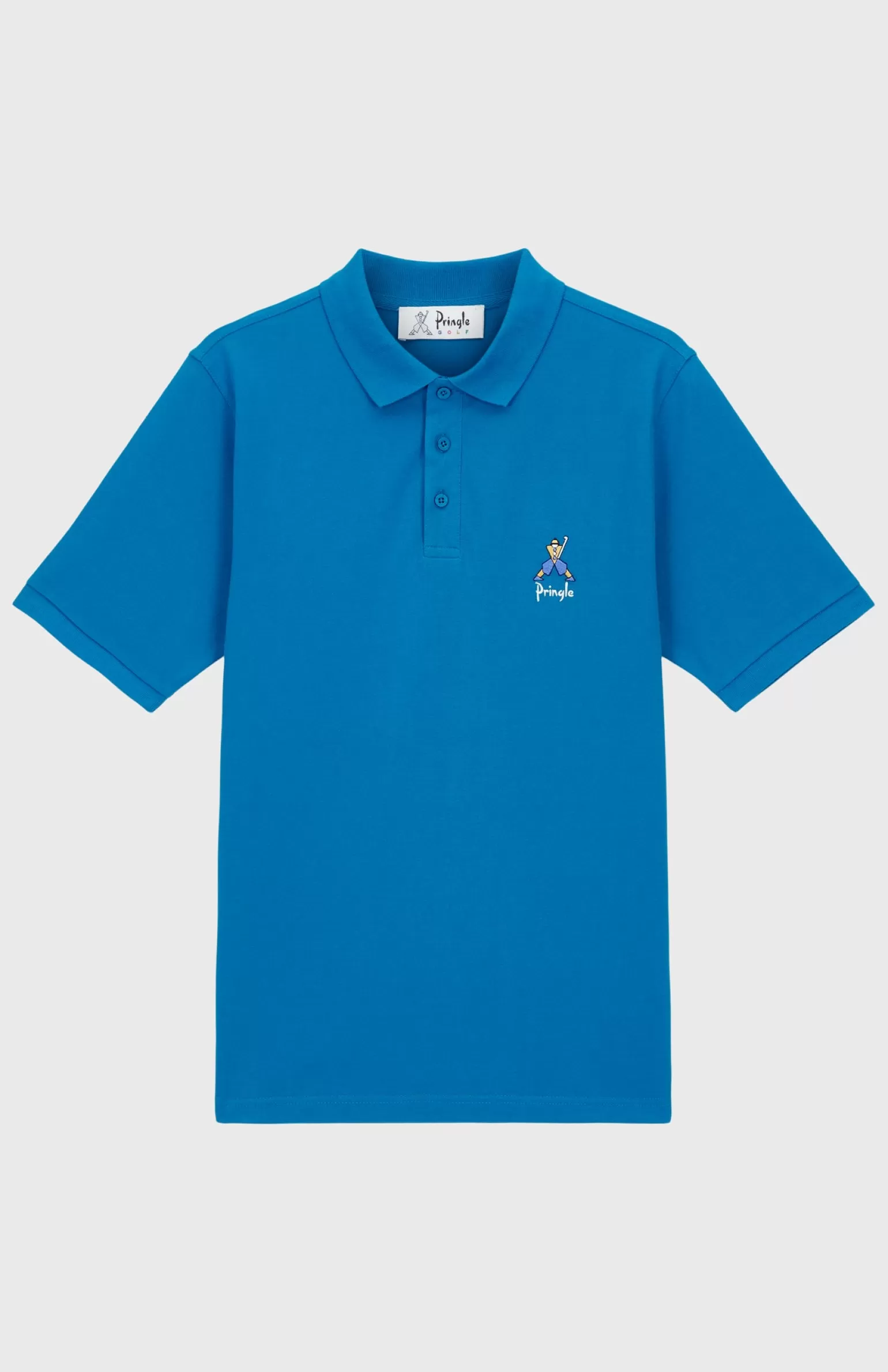 Pringle of Scotland Geometric George Golf Cotton Polo Shirt In Lagoon