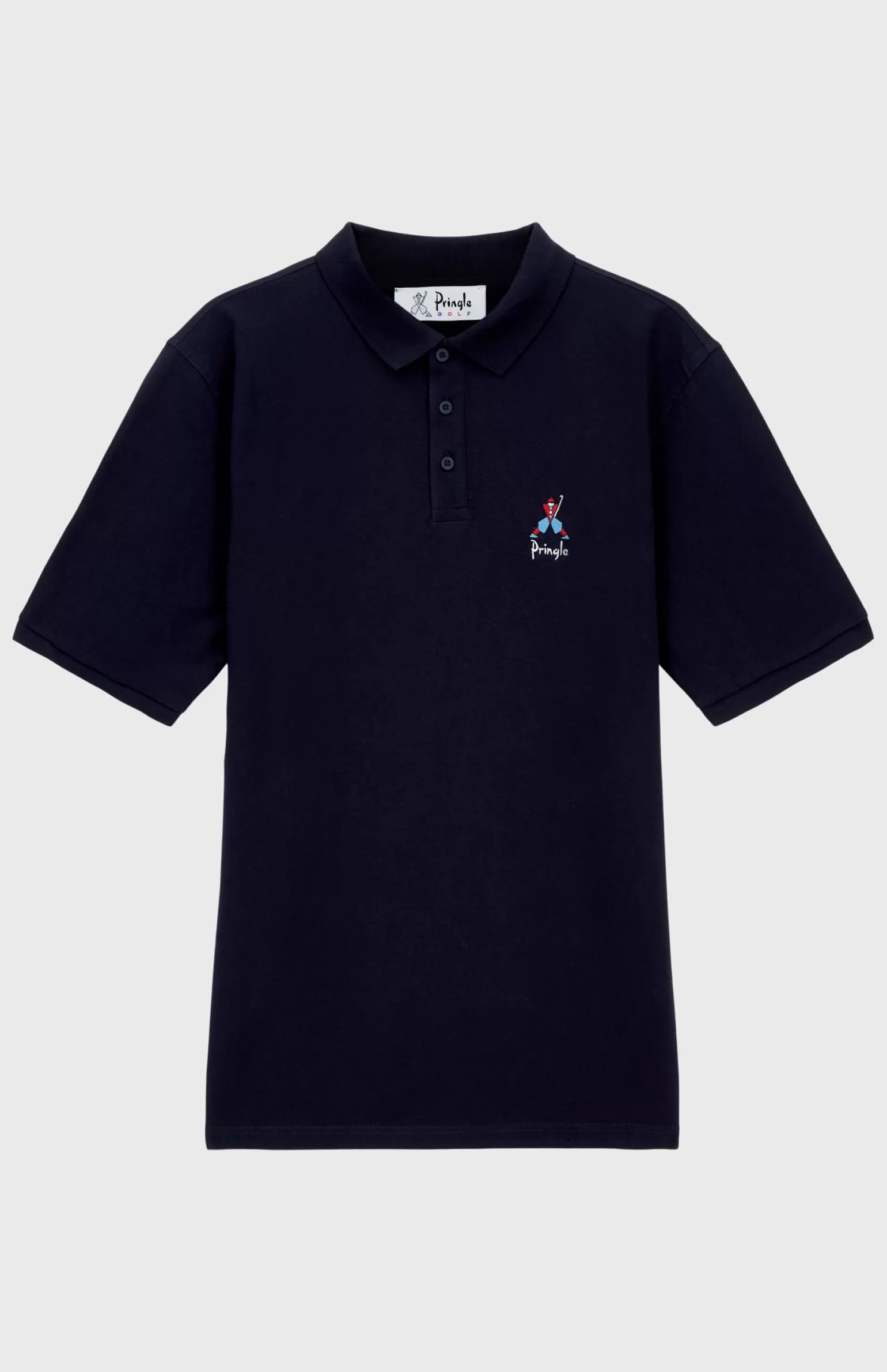 Pringle of Scotland Geometric George Golf Cotton Polo Shirt In Navy