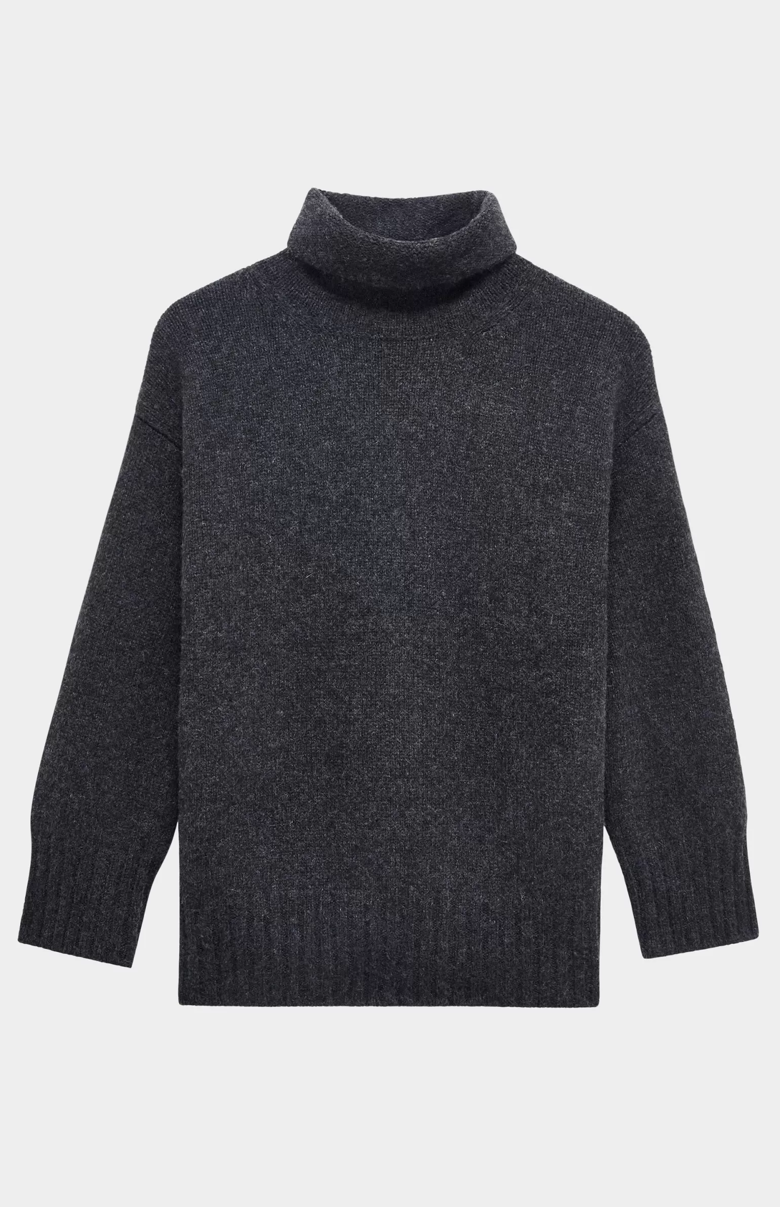 Women Pringle of Scotland High Neck Chunky Cashmere Jumper In Charcoal