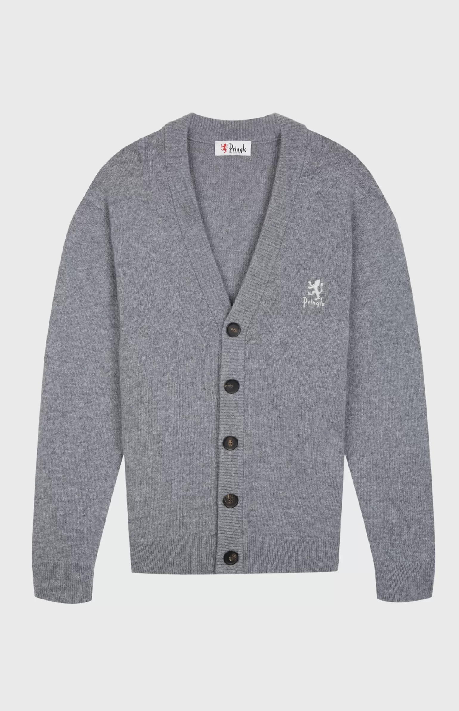 Pringle of Scotland Men's Archive Lambswool Blend Cardigan In Grey Marl