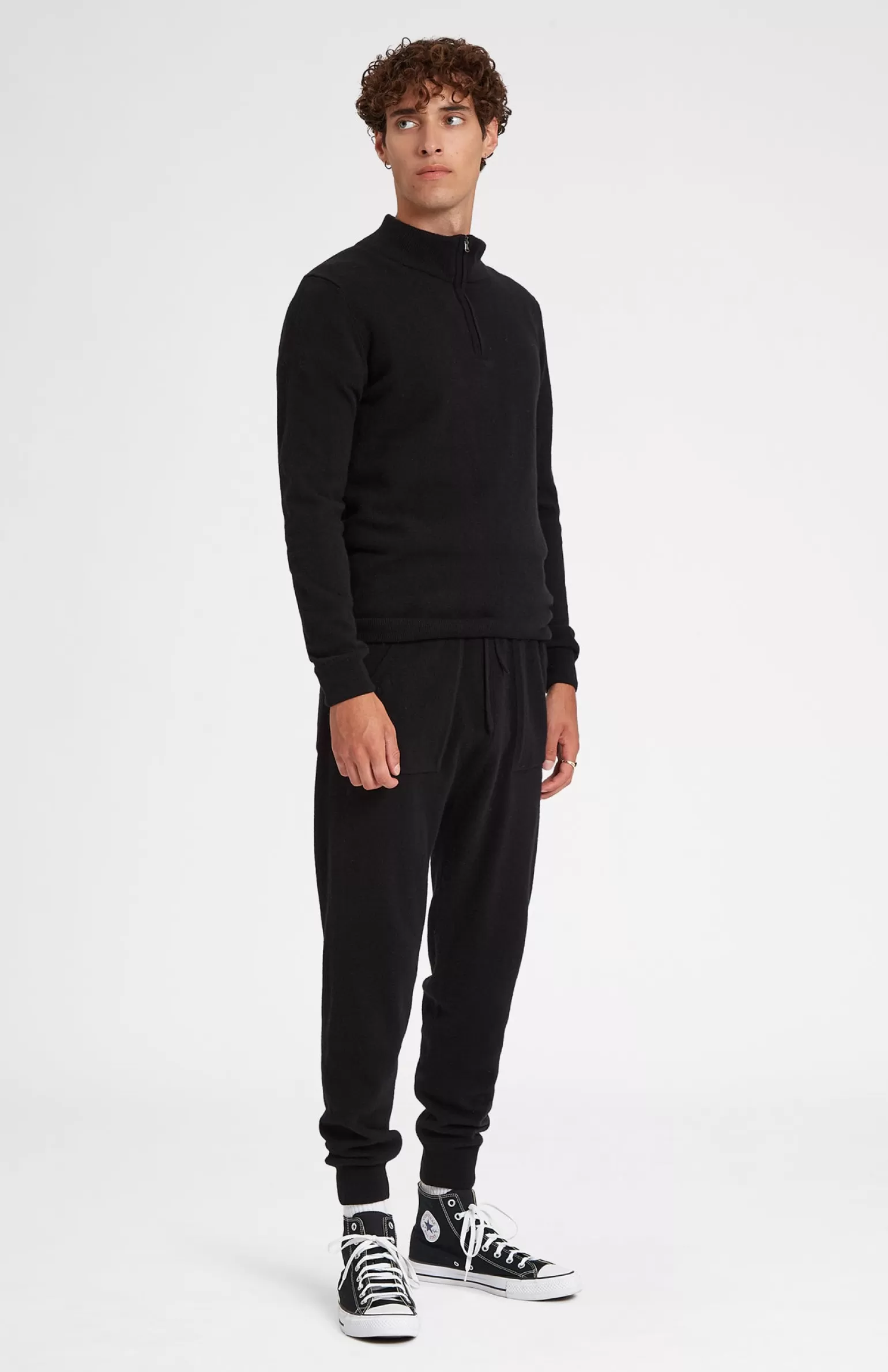 Pringle of Scotland Men's Half Zip Merino Cashmere Blend Jumper In Black