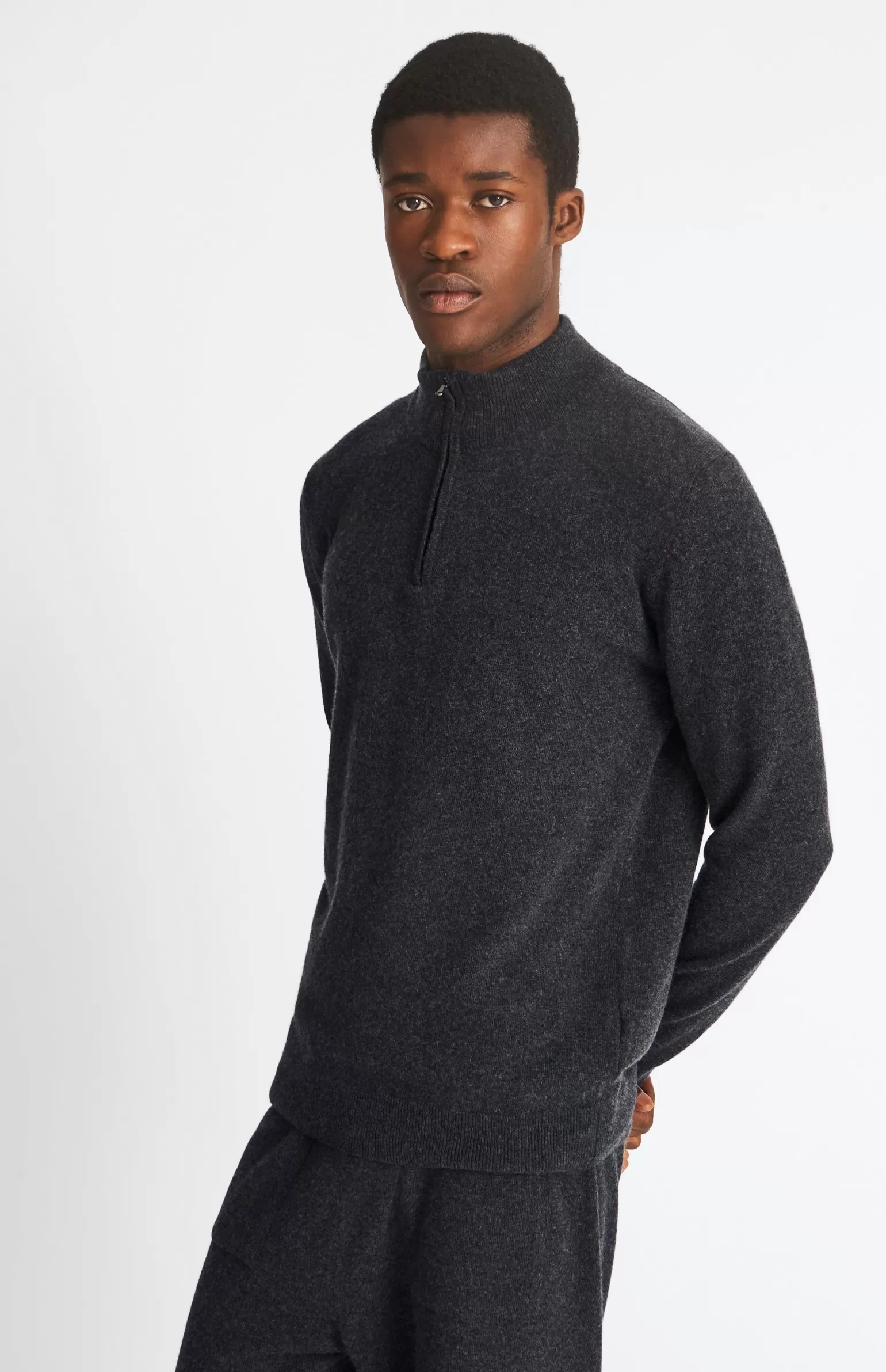 Pringle of Scotland Men's Half Zip Merino Cashmere Blend Jumper In Charcoal