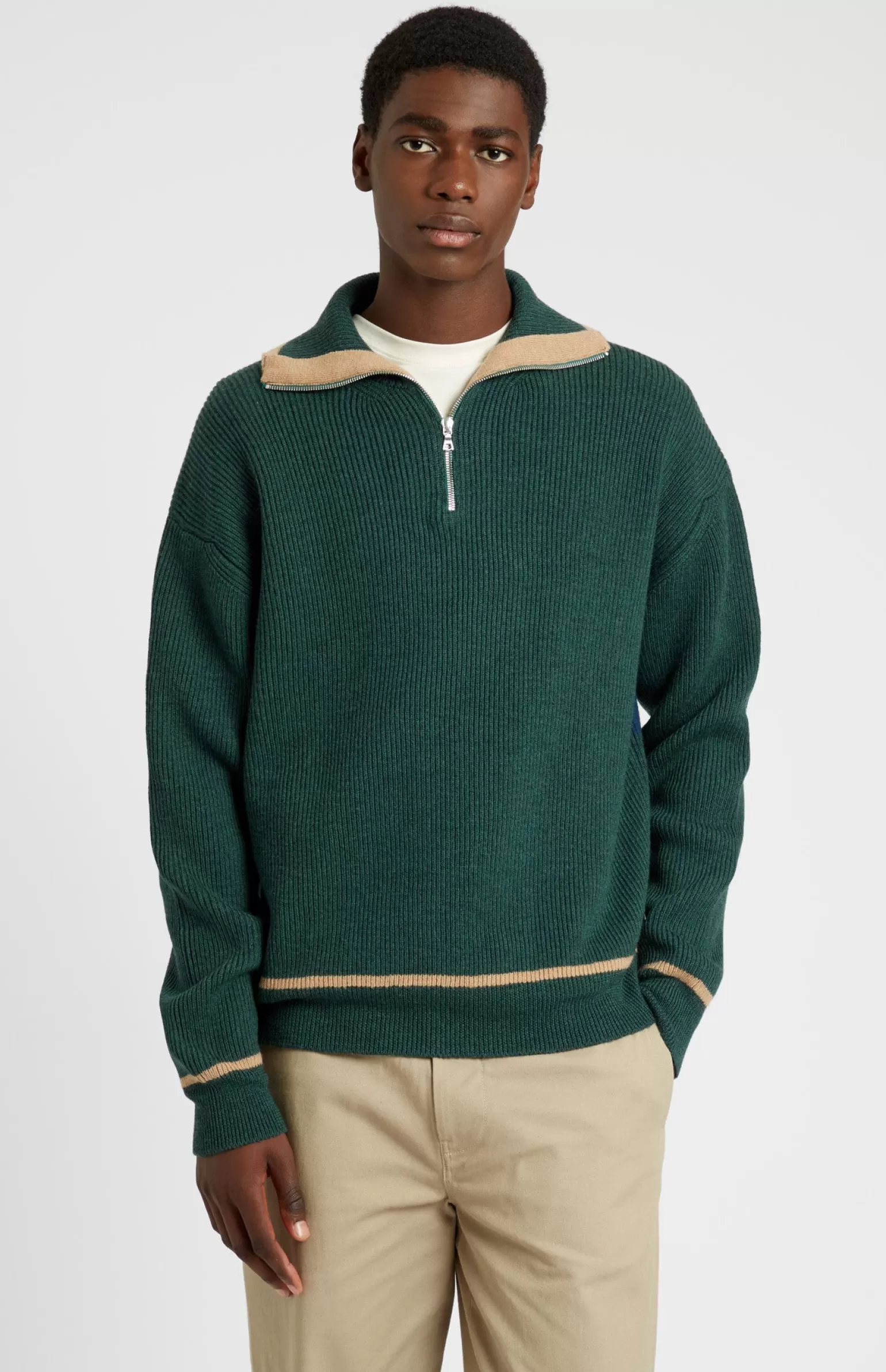 Pringle of Scotland Men's Merino Half Zip Sweater In Dark Bottle Green