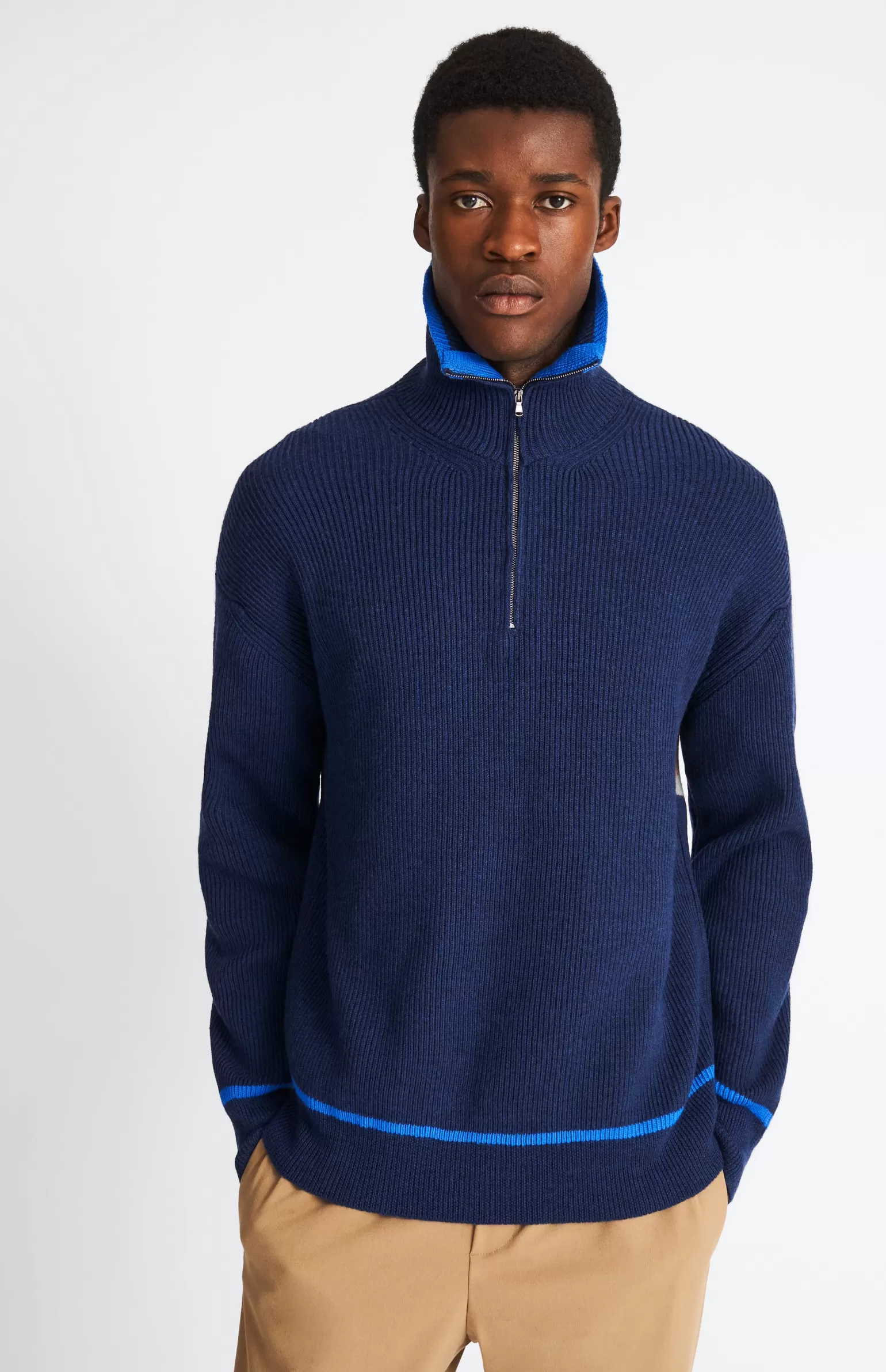 Pringle of Scotland Men's Merino Half Zip Sweater In Ink