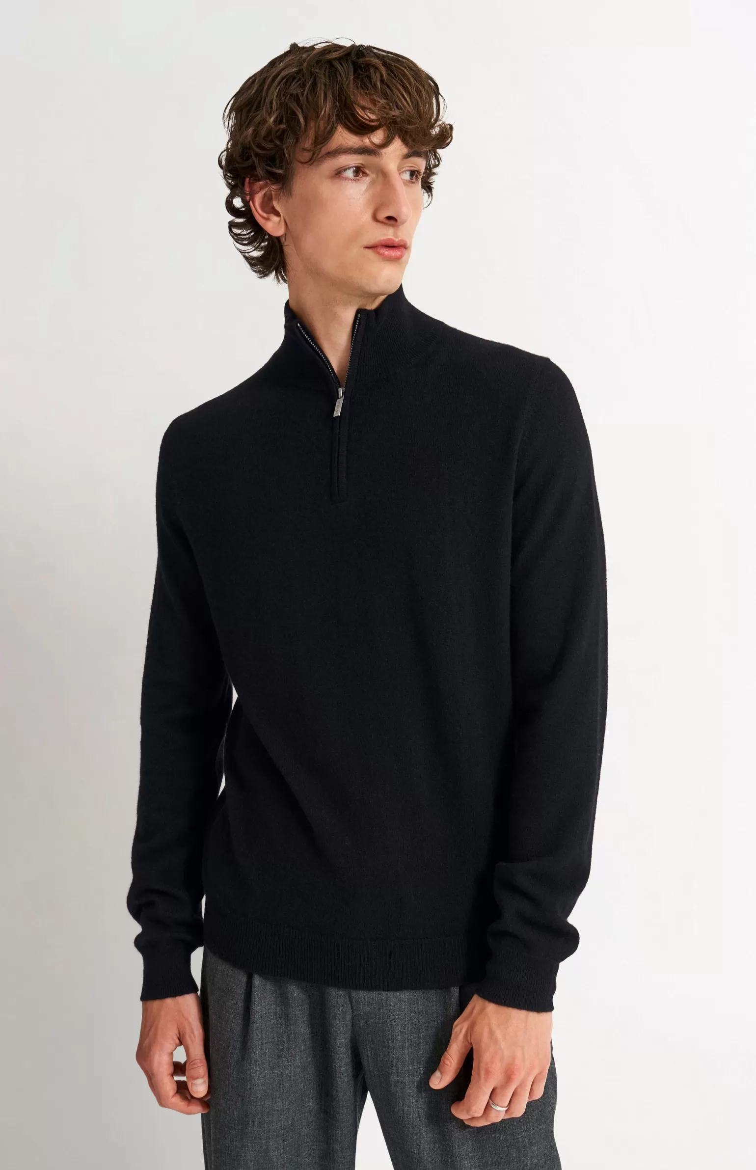 Pringle of Scotland Men's Qtr Zip Cashmere Classic Jumper In Black