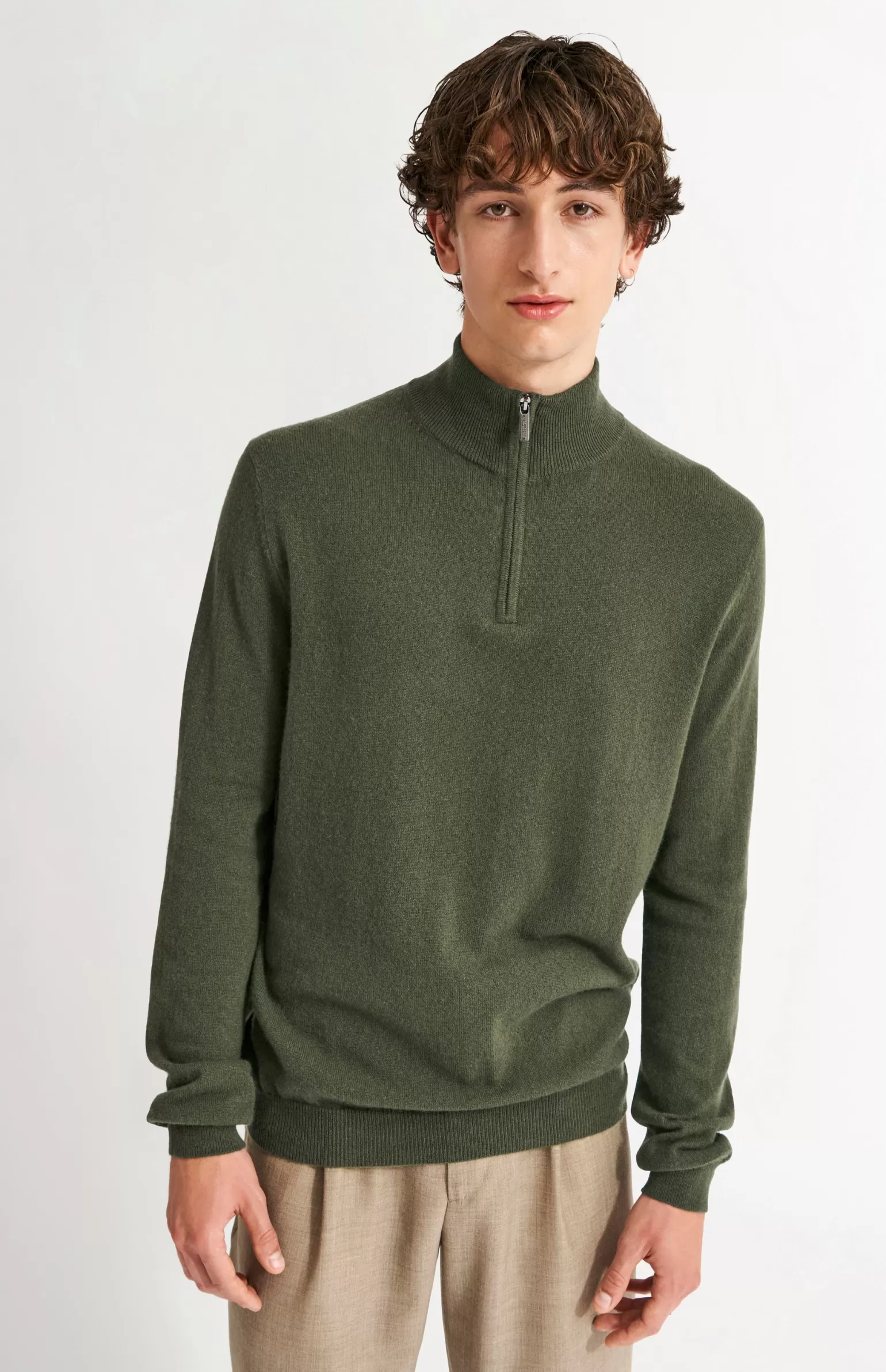 Pringle of Scotland Men's Qtr Zip Cashmere Classic Jumper In Evergreen