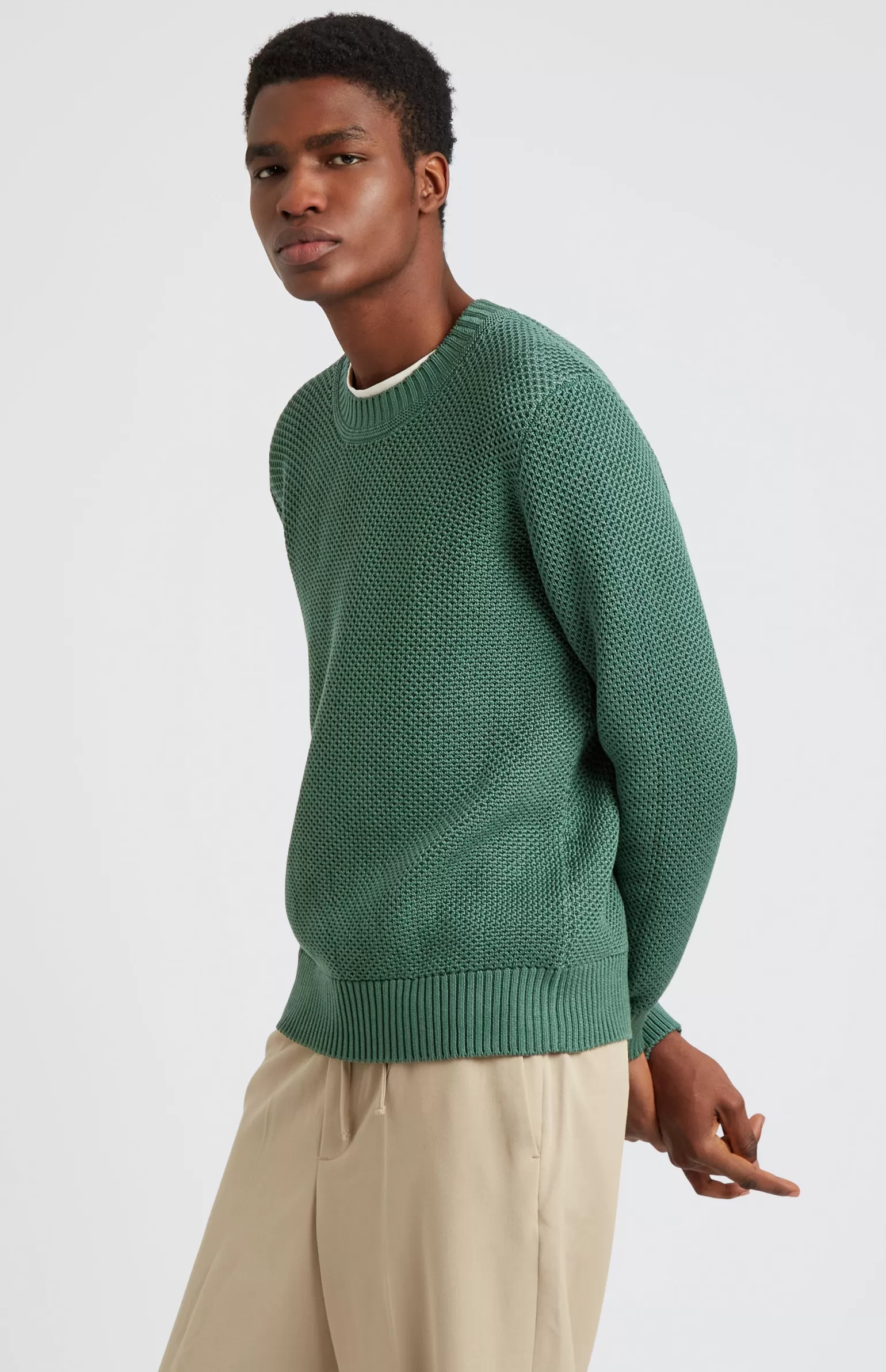 Pringle of Scotland Men's Round Neck Cotton Jumper In Forest Green