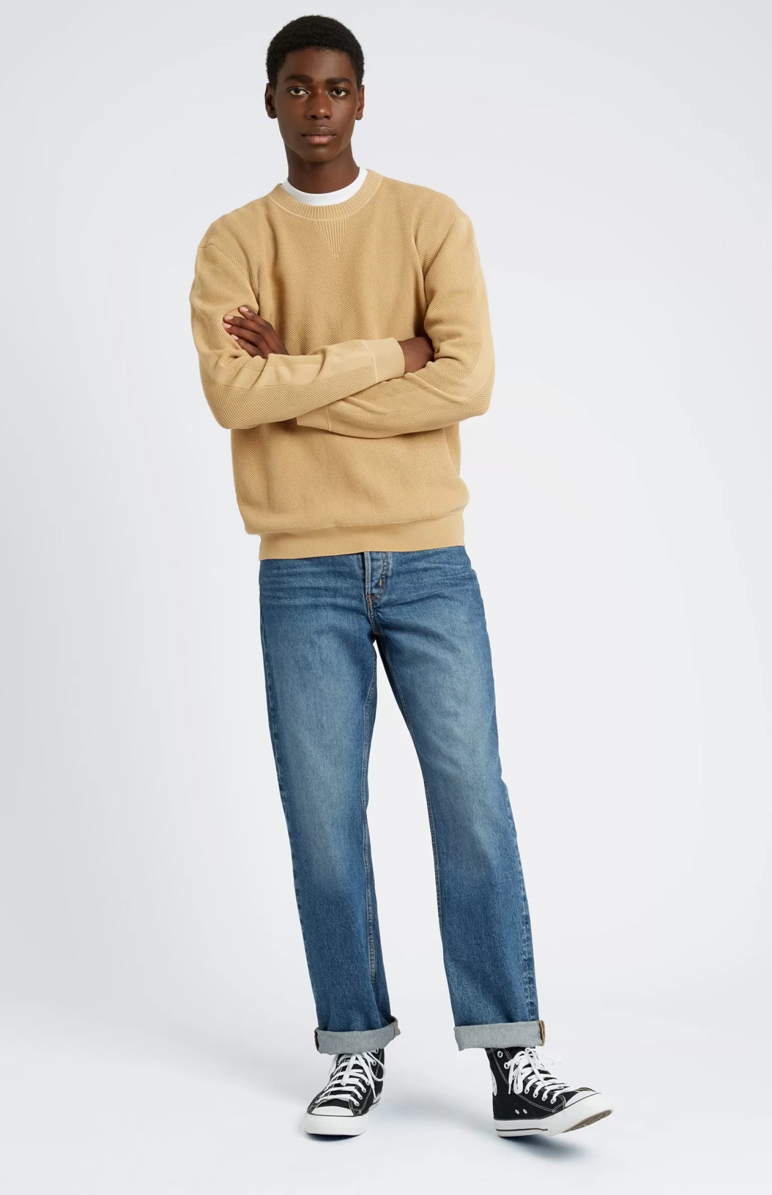 Pringle of Scotland Men's Round Neck Cotton Sweatshirt Jumper In Sand / Sand