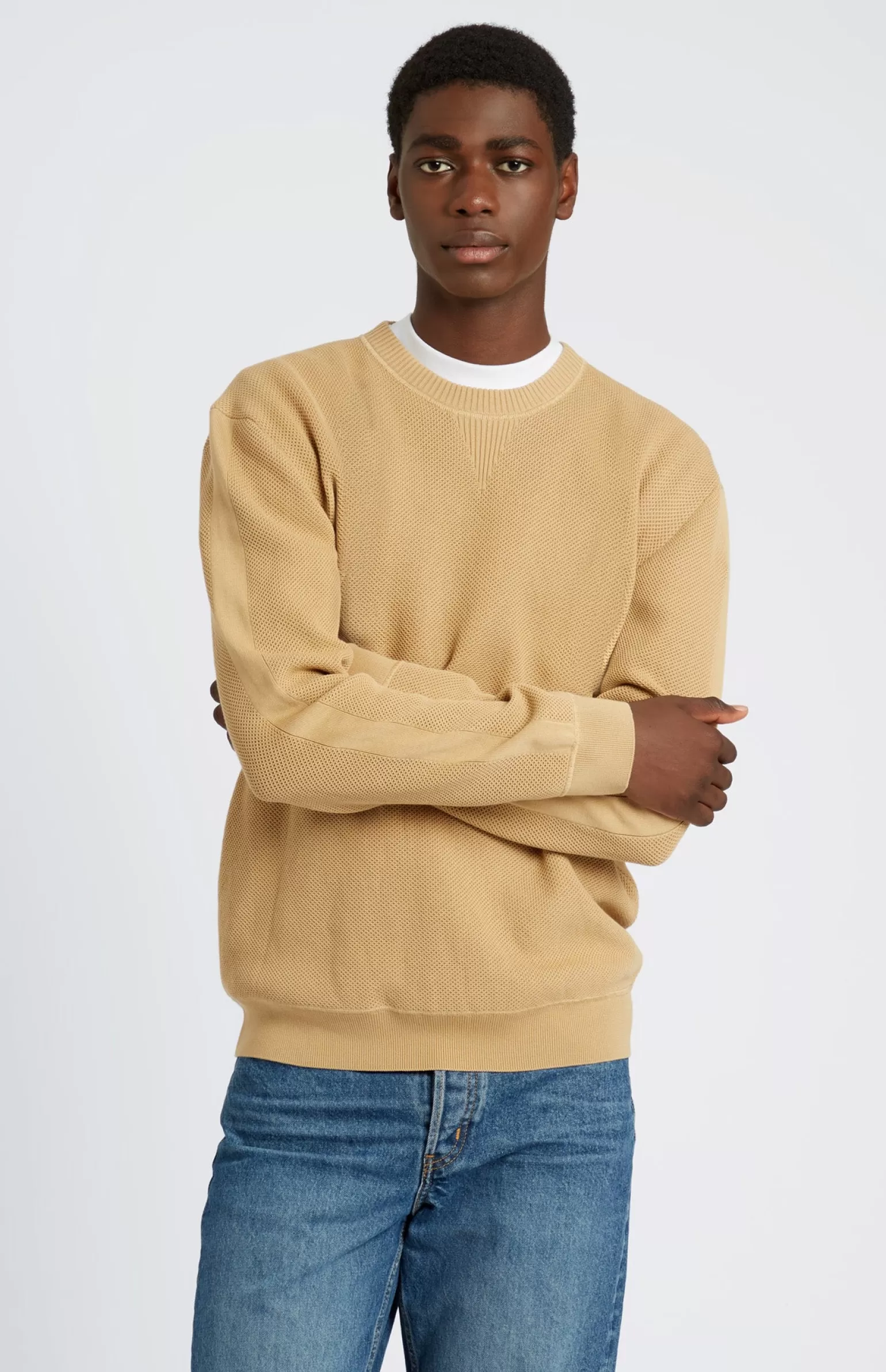 Pringle of Scotland Men's Round Neck Cotton Sweatshirt Jumper In Sand / Sand