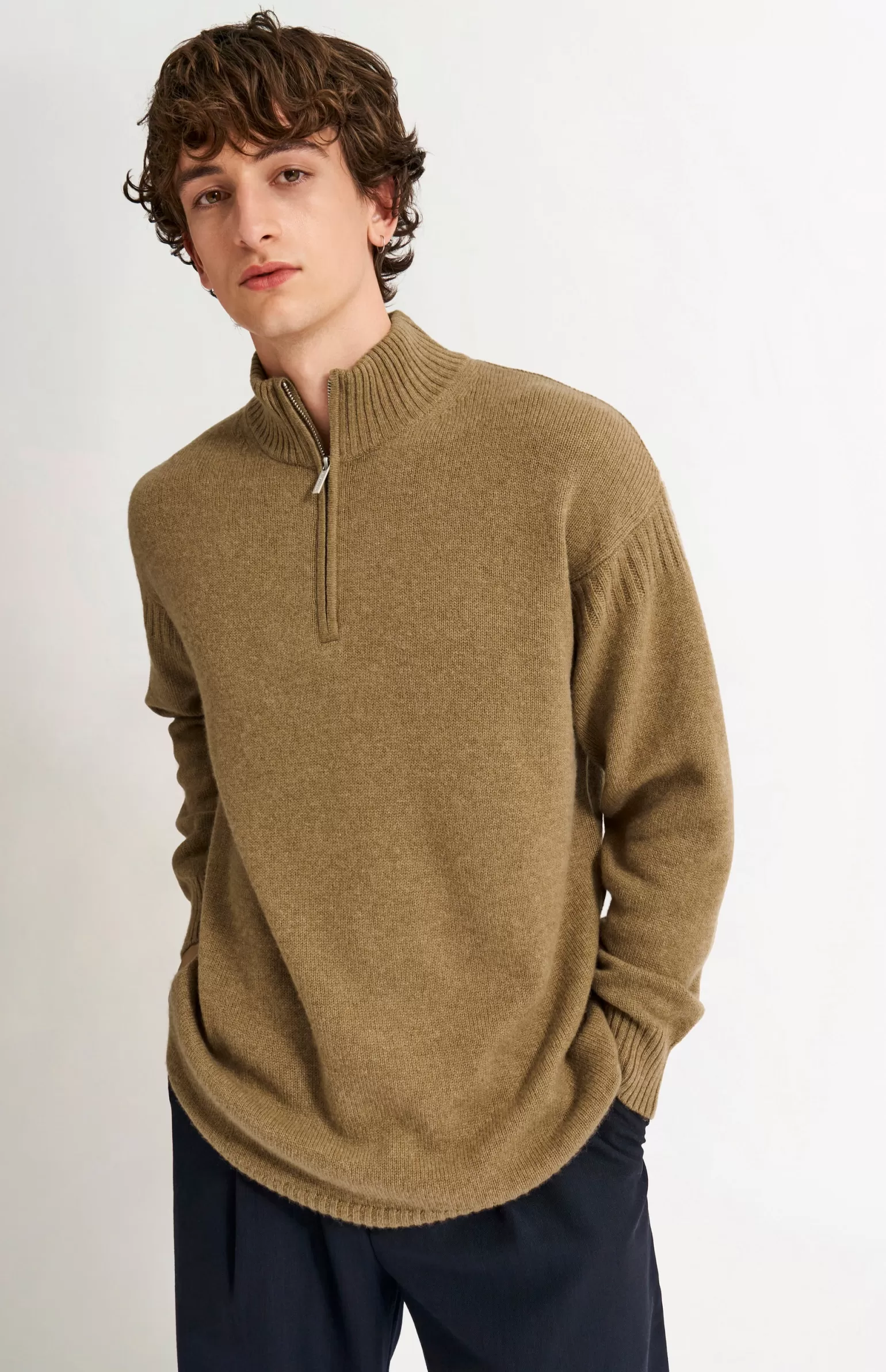 Pringle of Scotland Men's Zip Neck Cashmere Jumper In Natural