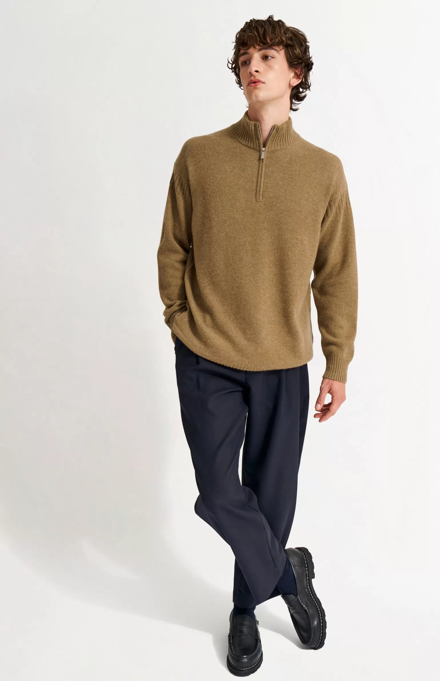 Pringle of Scotland Men's Zip Neck Cashmere Jumper In Natural