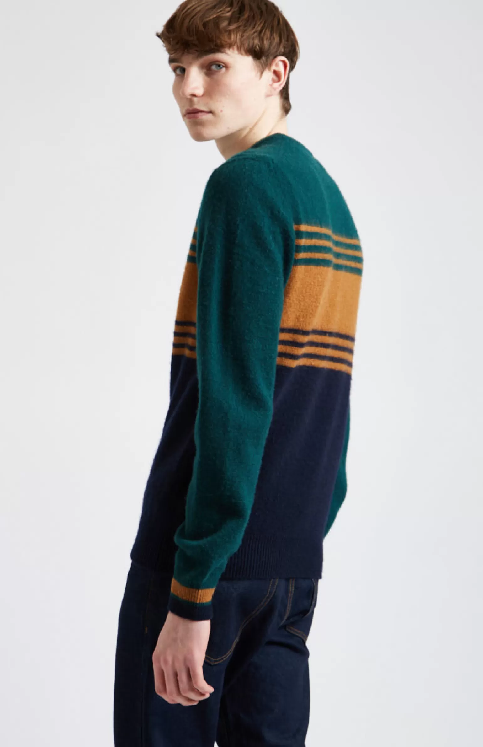 Pringle of Scotland Multicolour Stripe Round Neck Brushed Lambswool Jumper