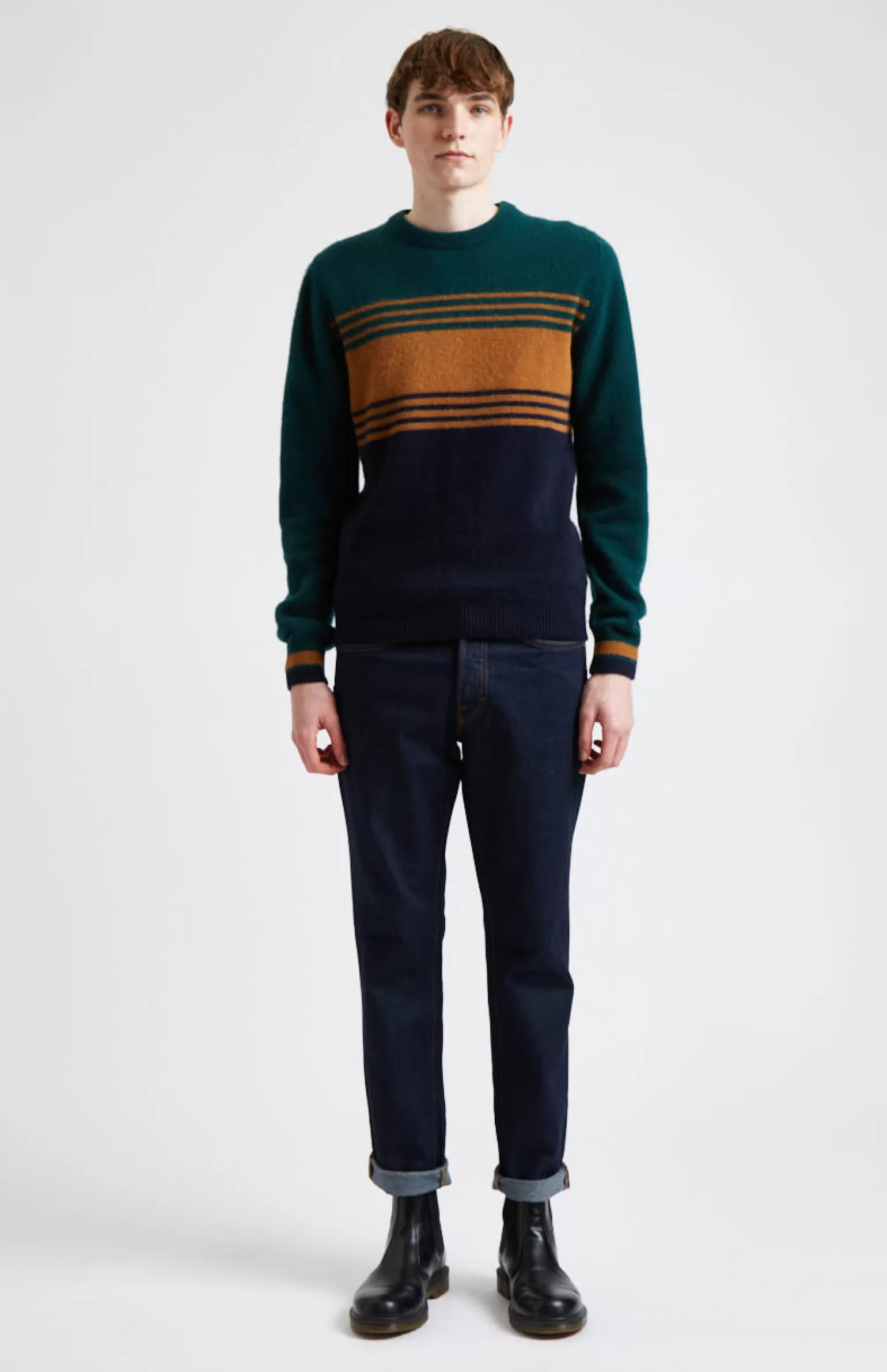 Pringle of Scotland Multicolour Stripe Round Neck Brushed Lambswool Jumper