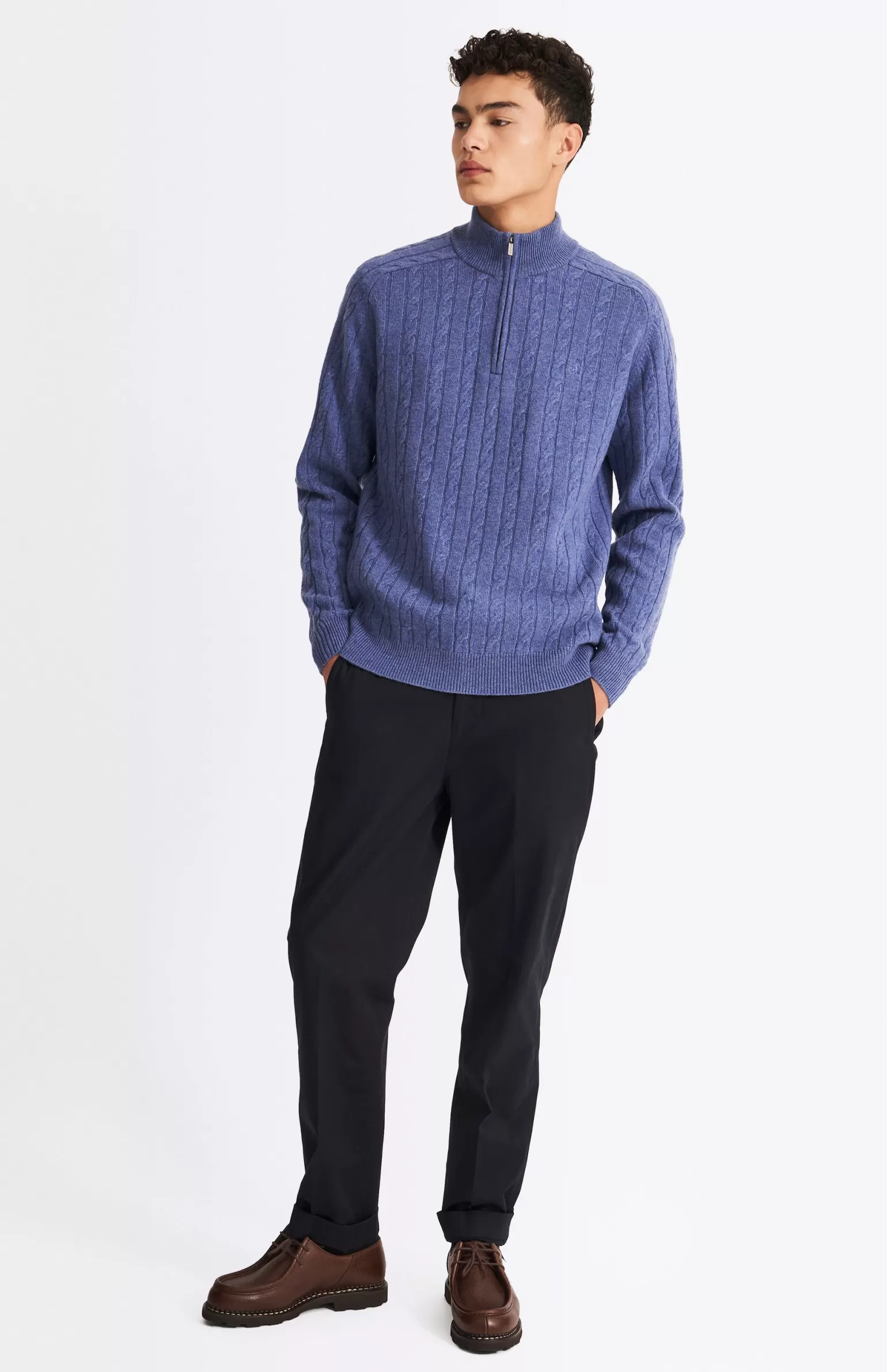 Pringle of Scotland Quarter Zip Lambswool Jumper In Dark Indigo