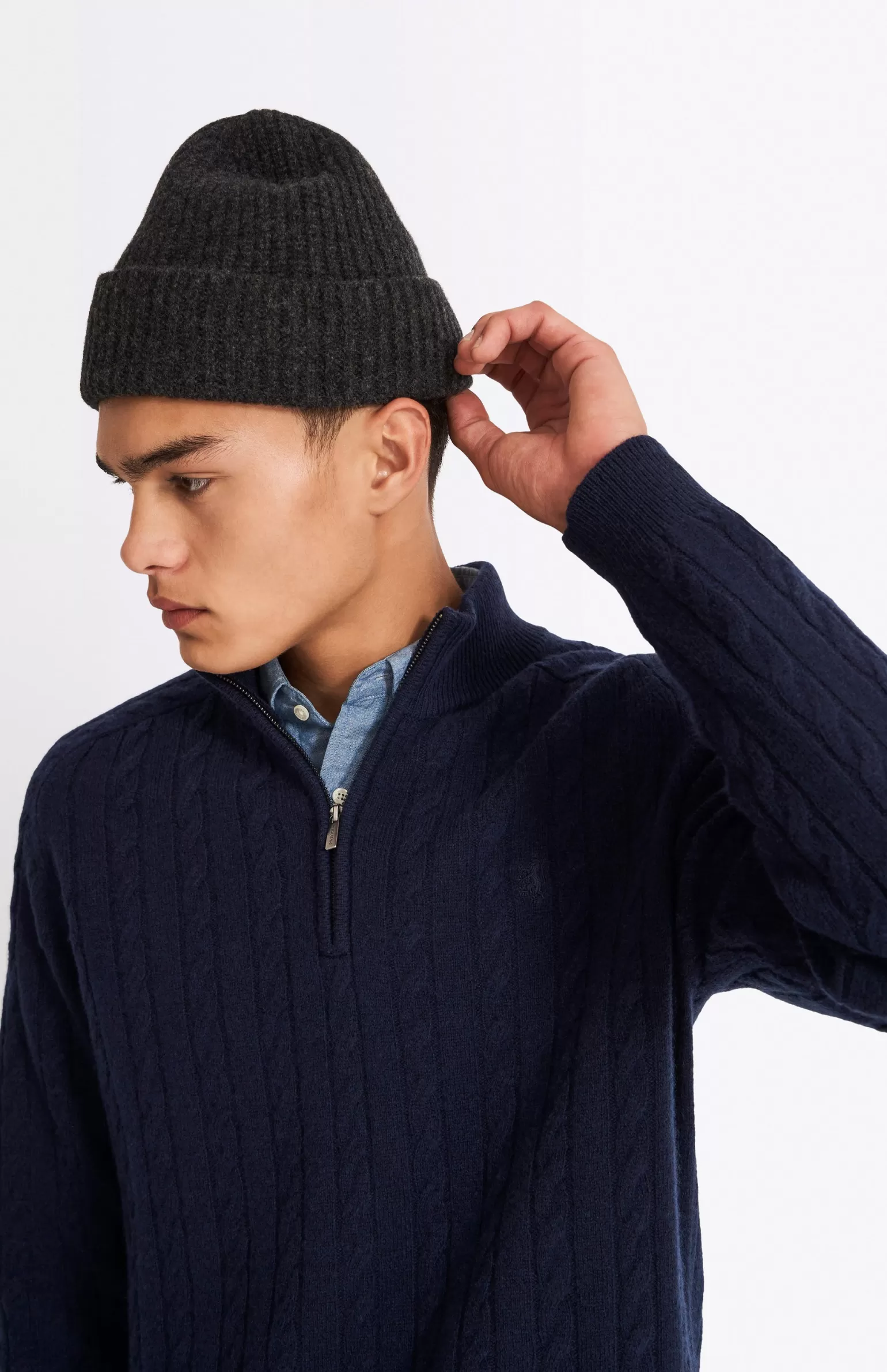 Pringle of Scotland Quarter Zip Lambswool Jumper In Midnight