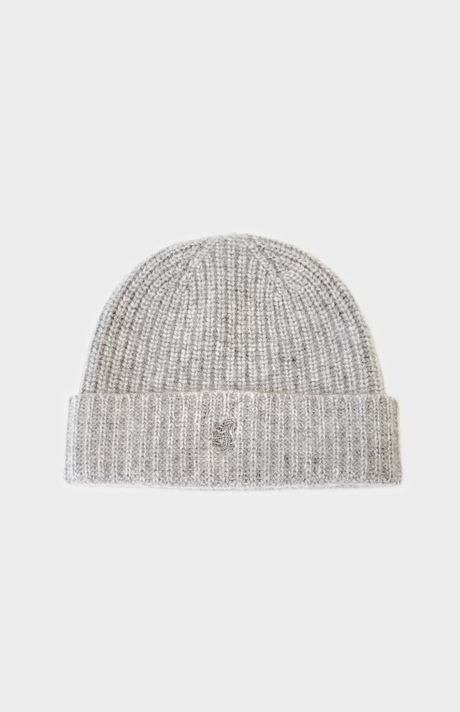 Women Pringle of Scotland Ribbed Chunky Cashmere Beanie In Silver Melange