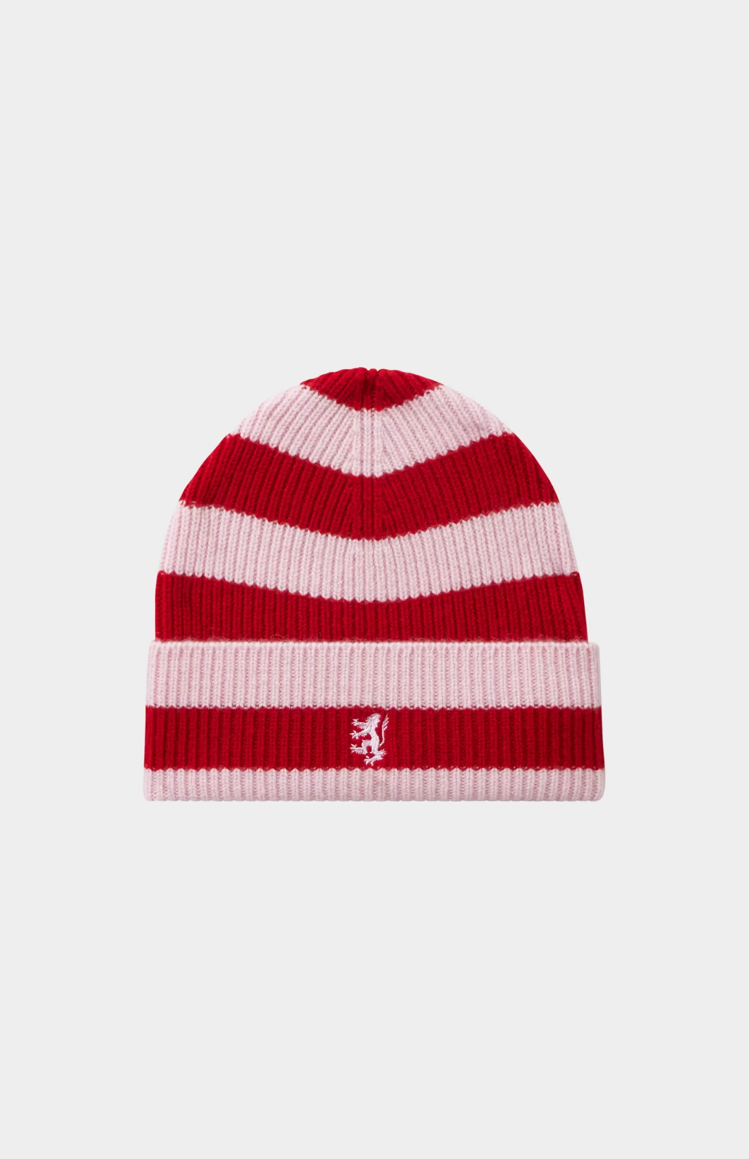 Women Pringle of Scotland Stripped Rib Cashmere Beanie In Pink and Red