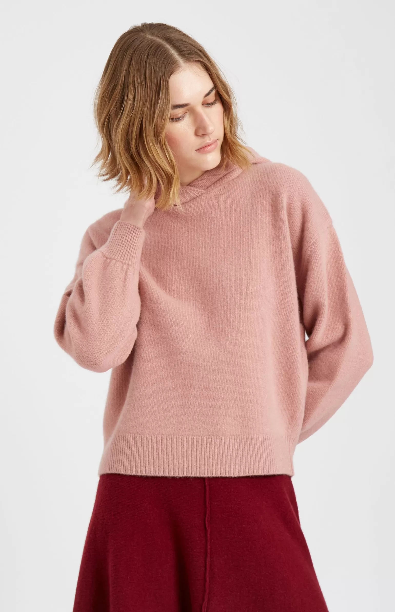 Women Pringle of Scotland Women's Cashmere Blend Hoodie In Dusty Pink