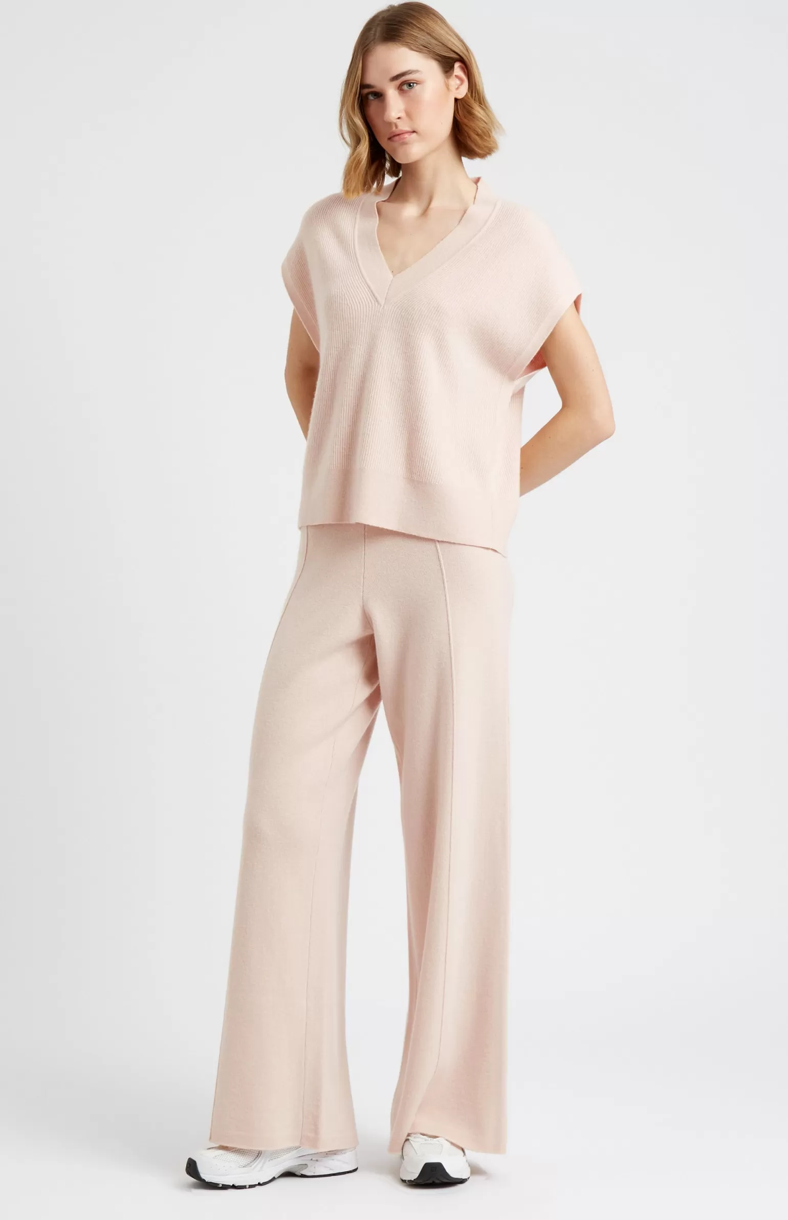 Women Pringle of Scotland Women's Cashmere Blend Trousers In Pink Champagne