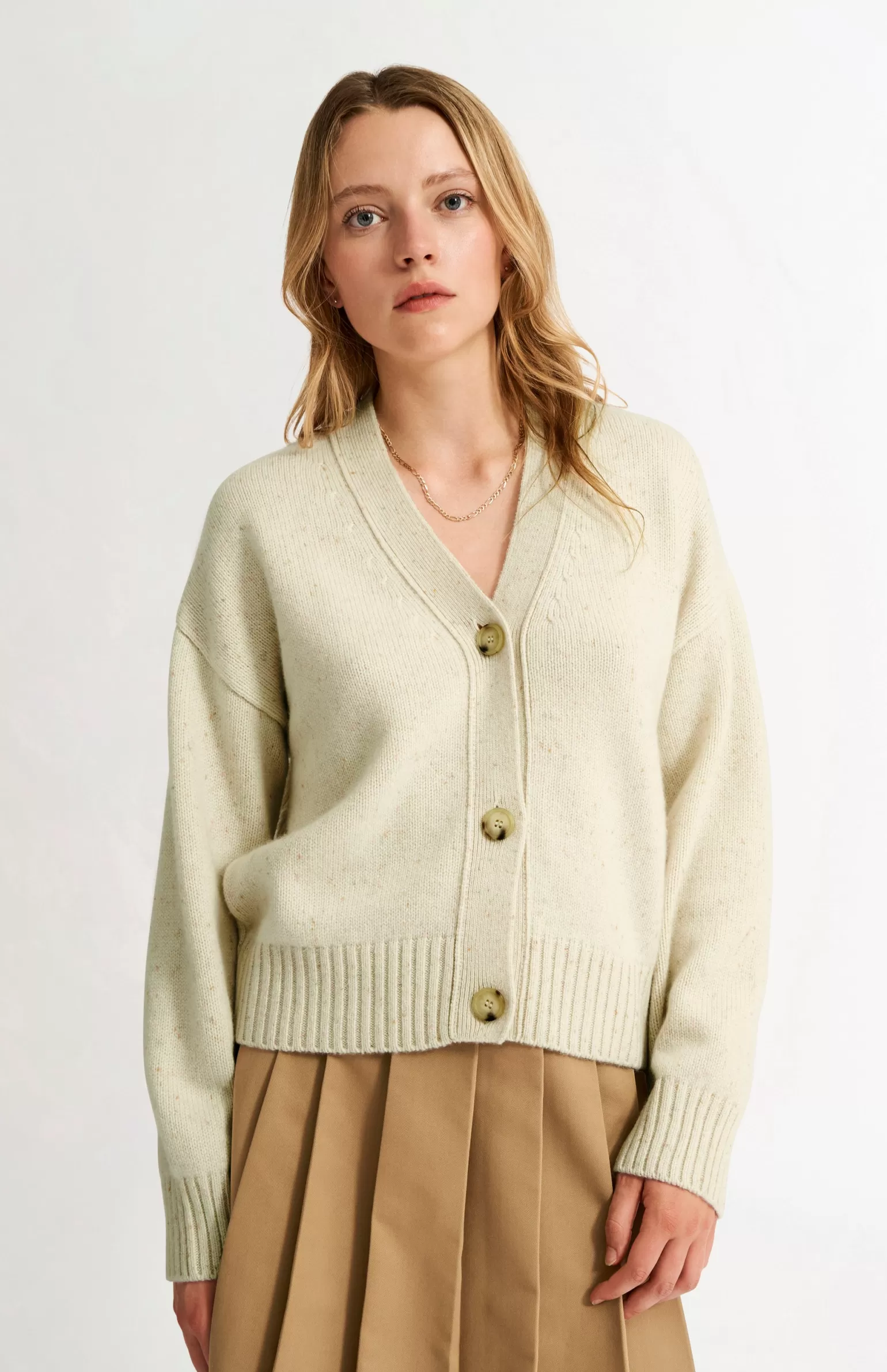 Women Pringle of Scotland Womens Chunky Cashmere Cardigan In Ivory