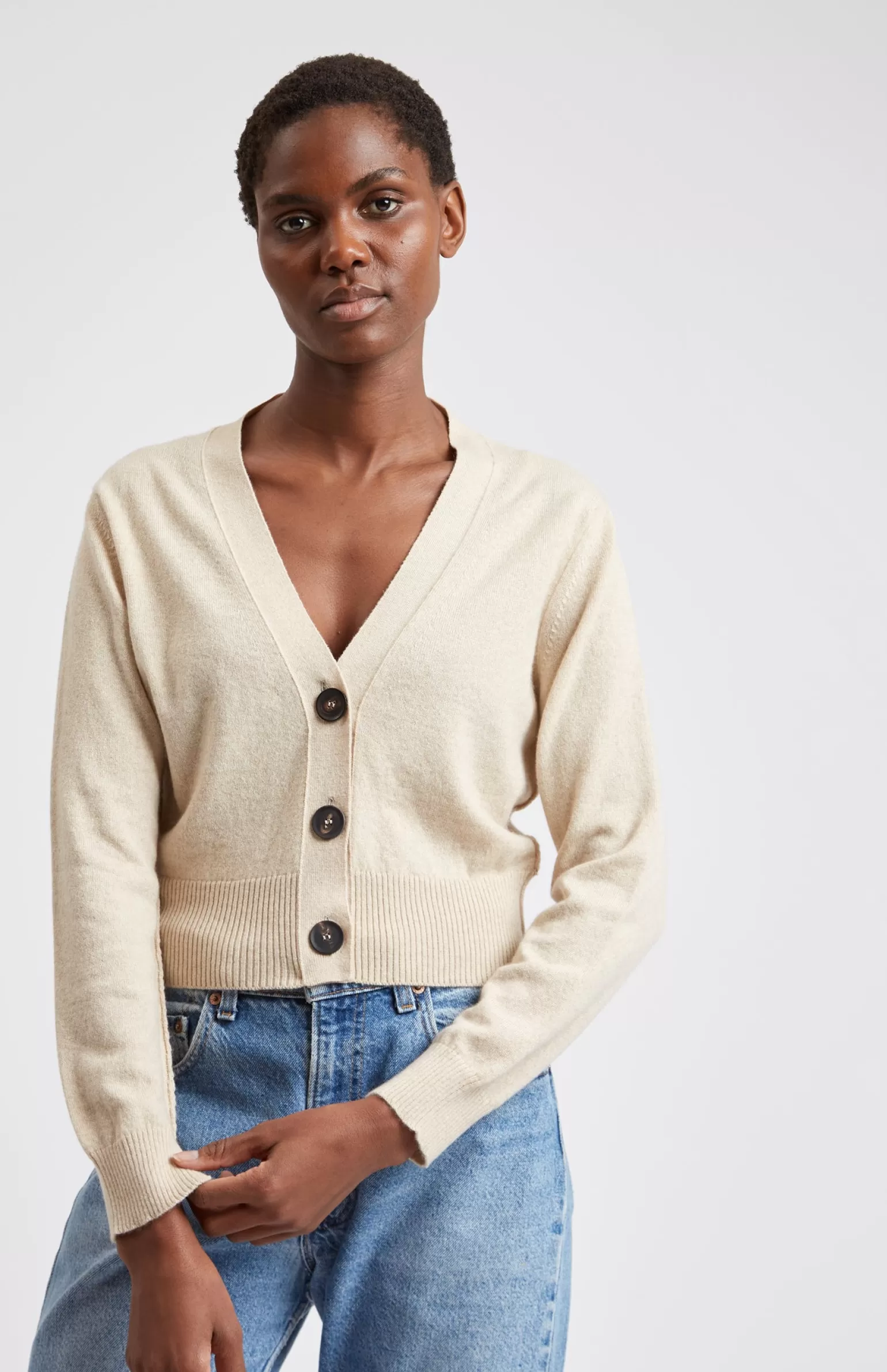 Women Pringle of Scotland Women's Cropped Cashmere Cardigan In Honey