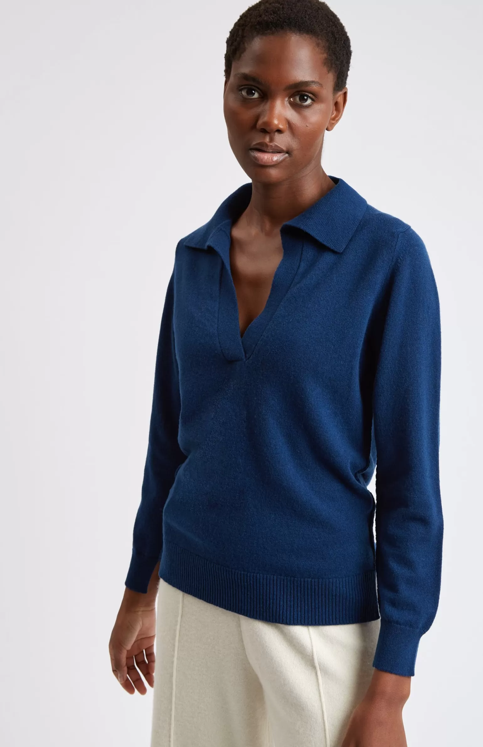 Women Pringle of Scotland Women's Polo-style Cashmere Jumper In Navy