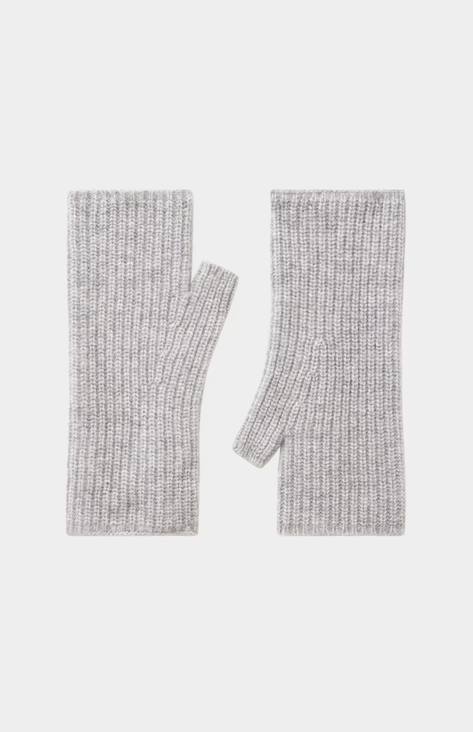 Women Pringle of Scotland Womens Ribbed Cashmere Wrist Warmers In Siver Melange