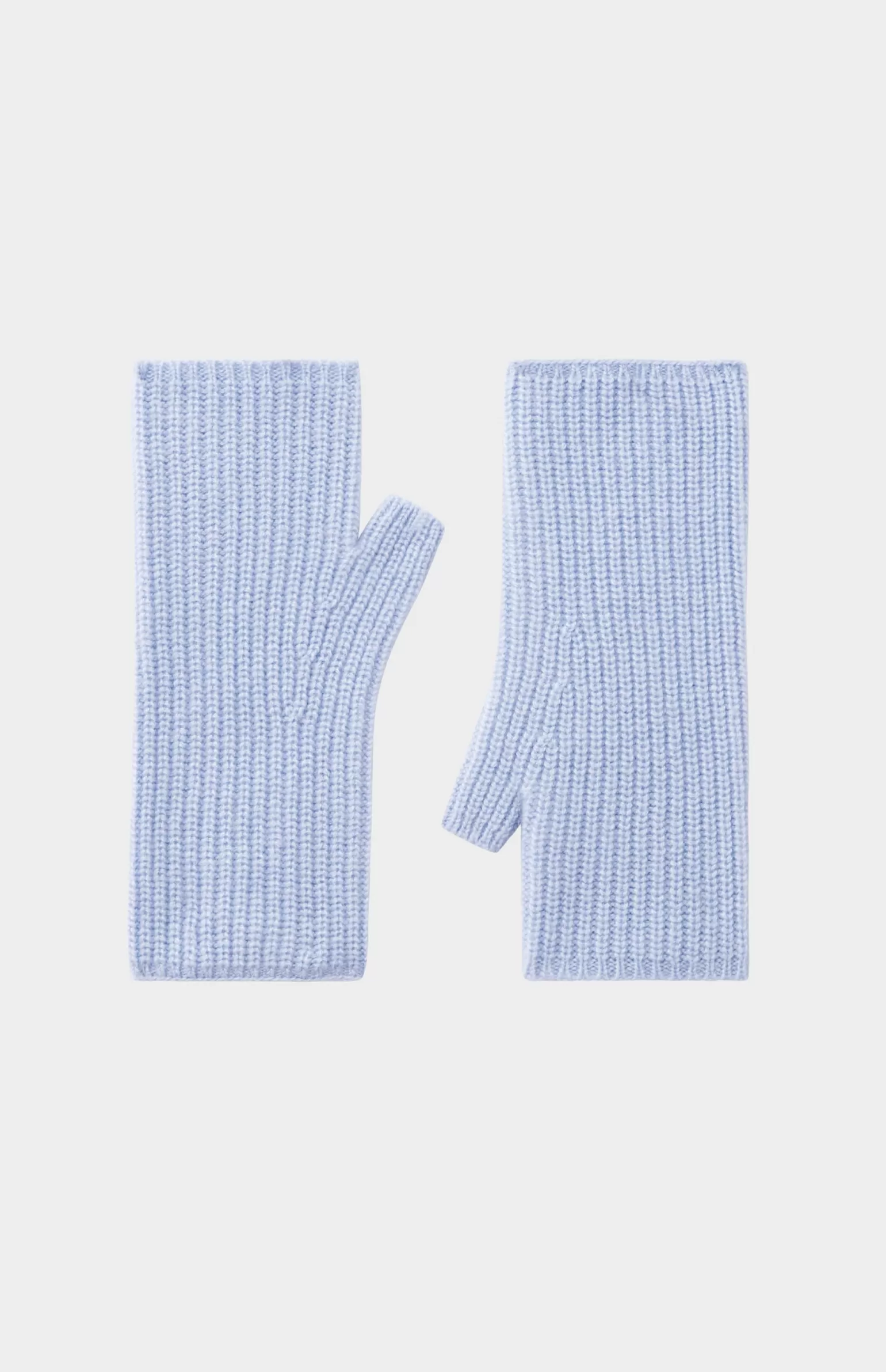 Women Pringle of Scotland Womens Ribbed Cashmere Wrist Warmers In Sky Blue