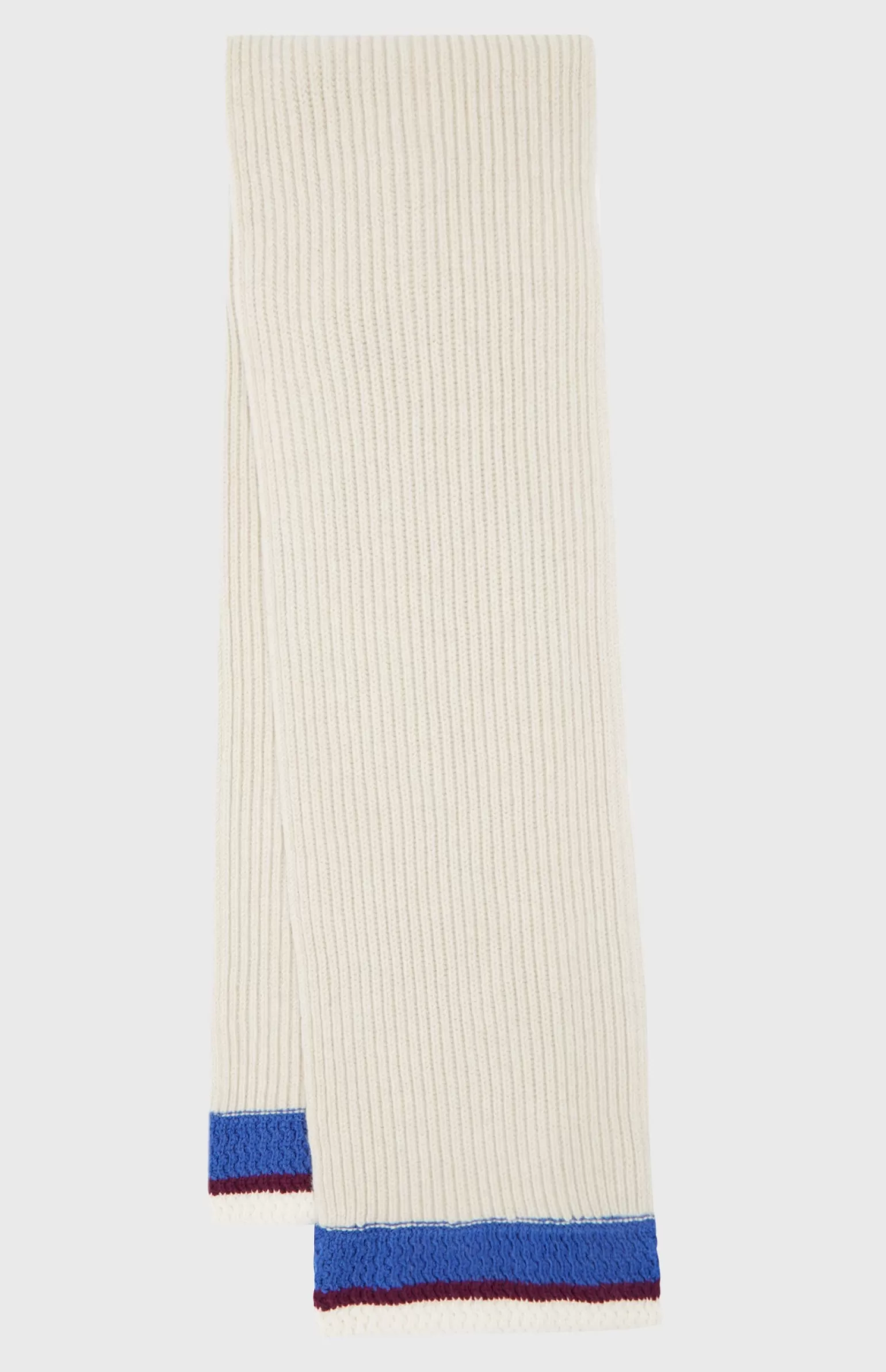 Women Pringle of Scotland Wool Cashmere Blend Scarf With Allover Chunky Cardigan Rib In Almond