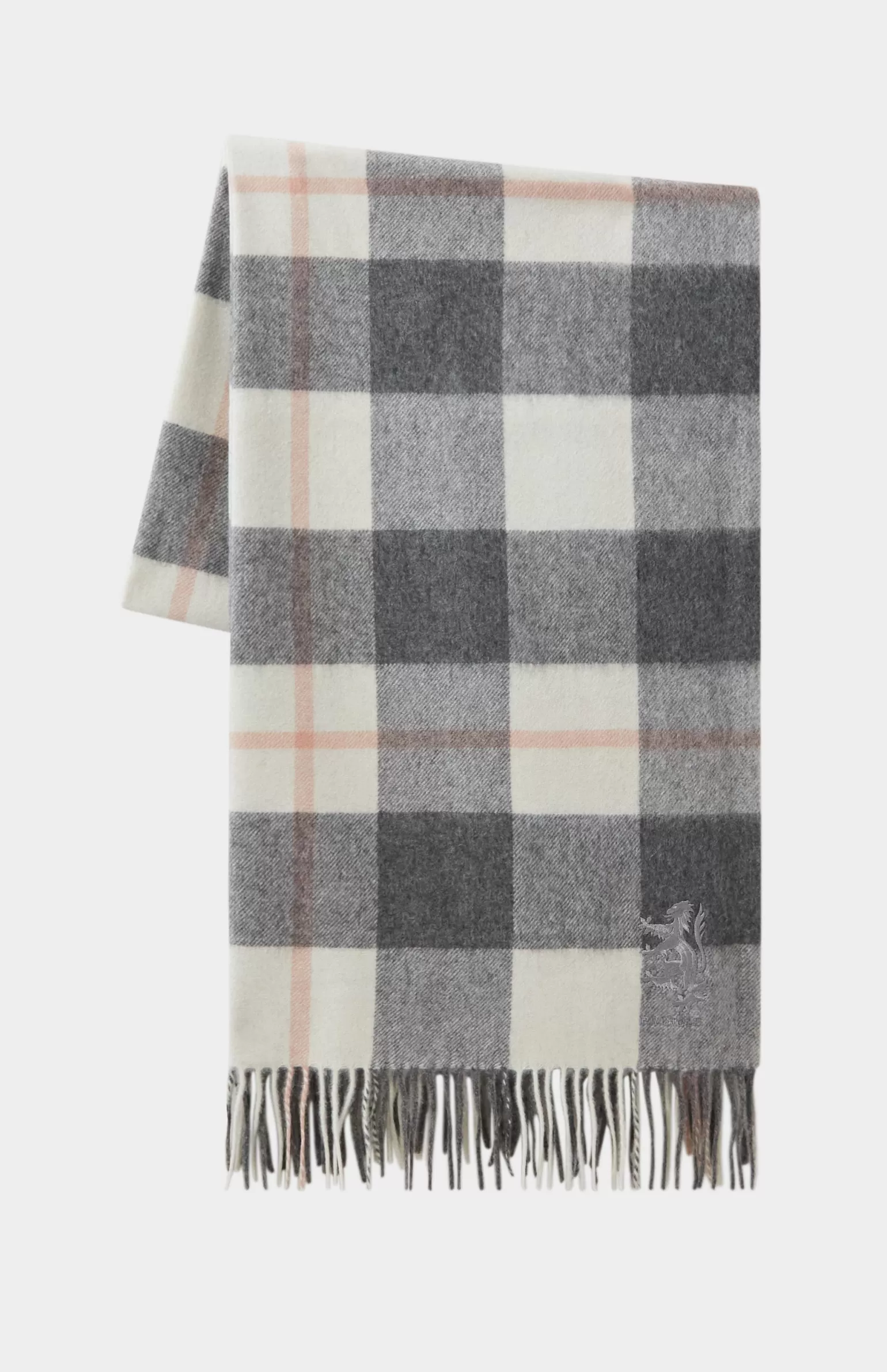 Pringle of Scotland Woven Cashmere Shawl In Grey Toledo Nude Check