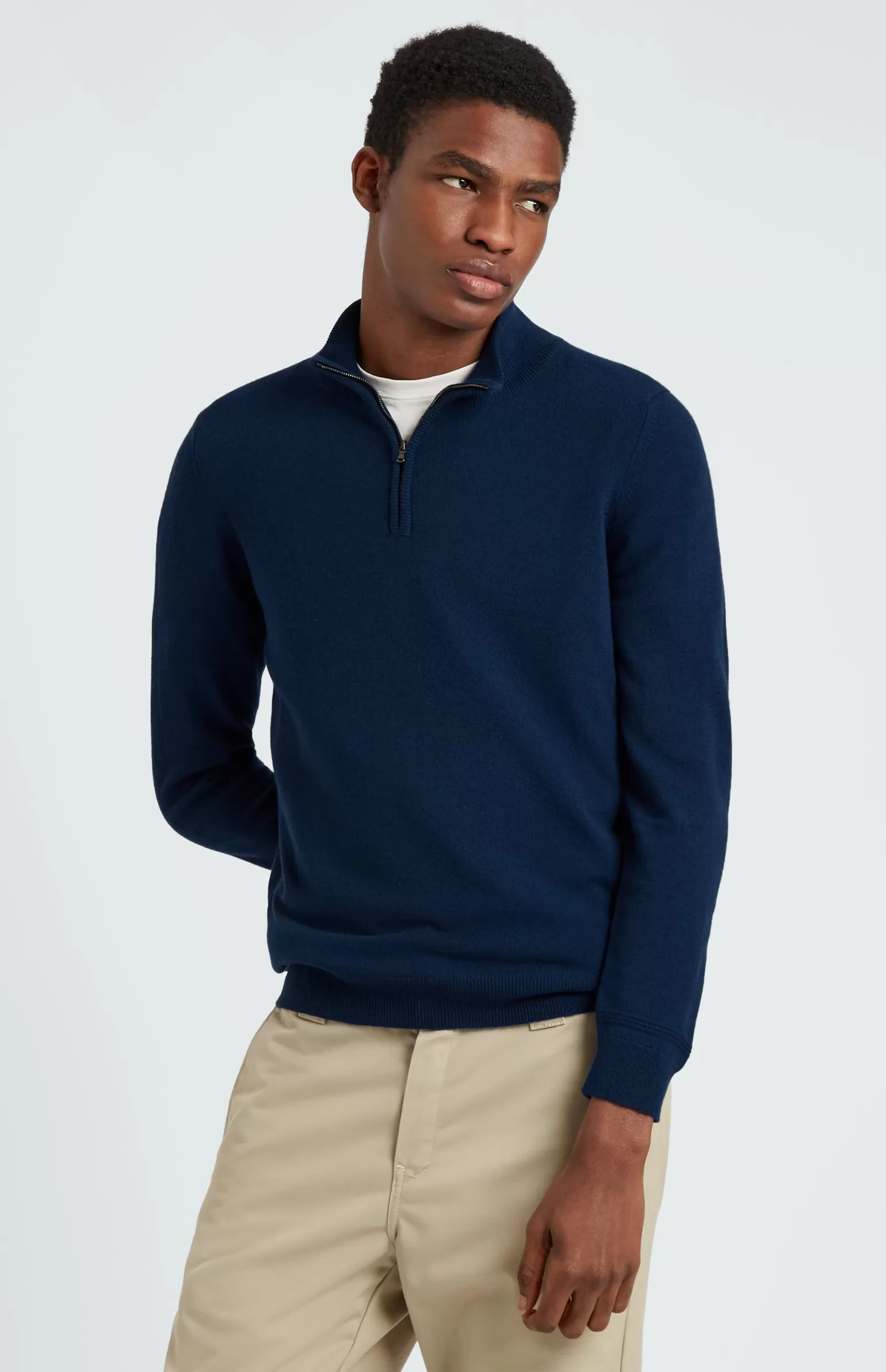 Pringle of Scotland Zip Neck Cashmere Jumper In Atlantic Blue