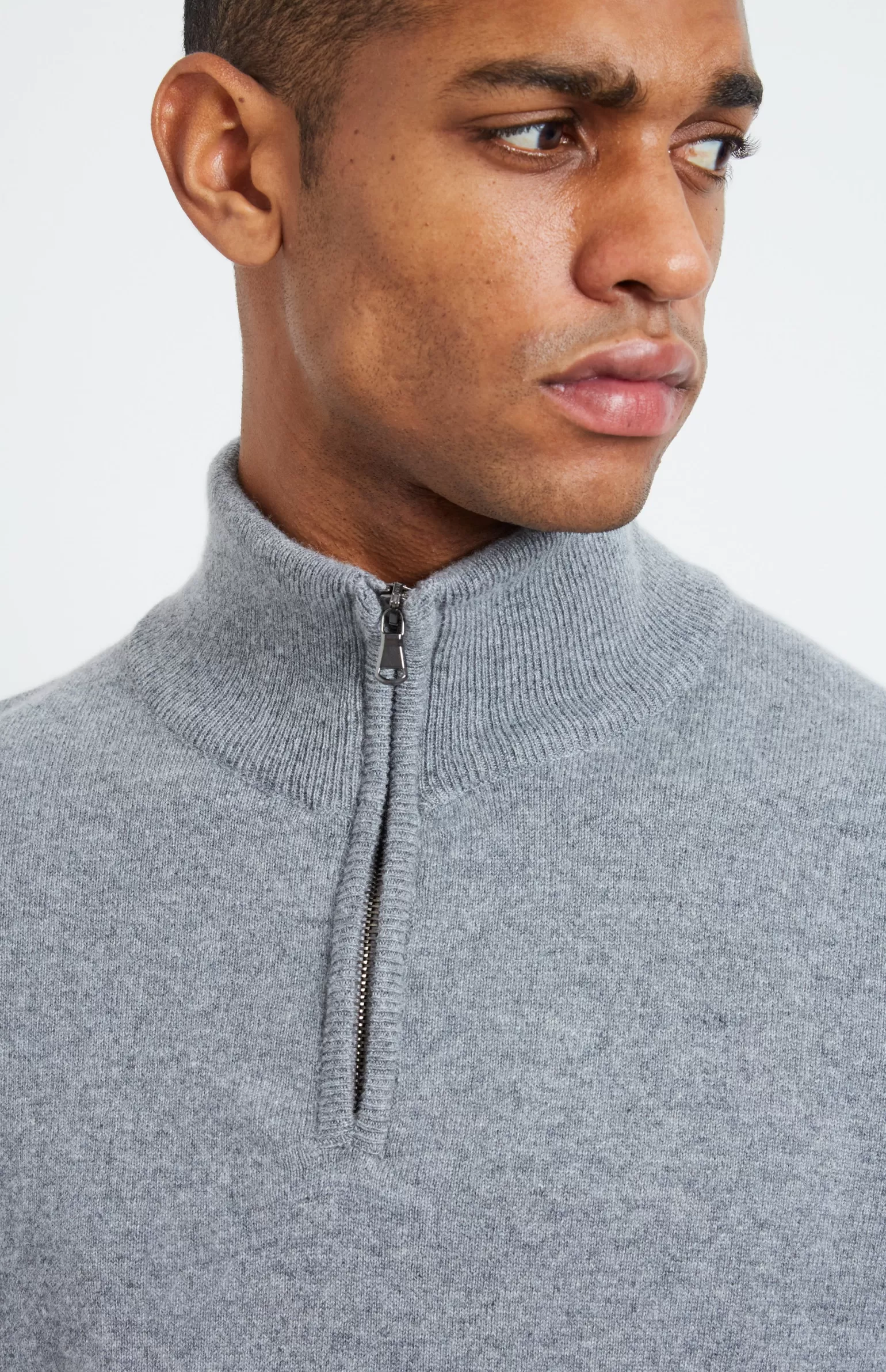 Pringle of Scotland Zip Neck Cashmere Jumper In Flannel Grey