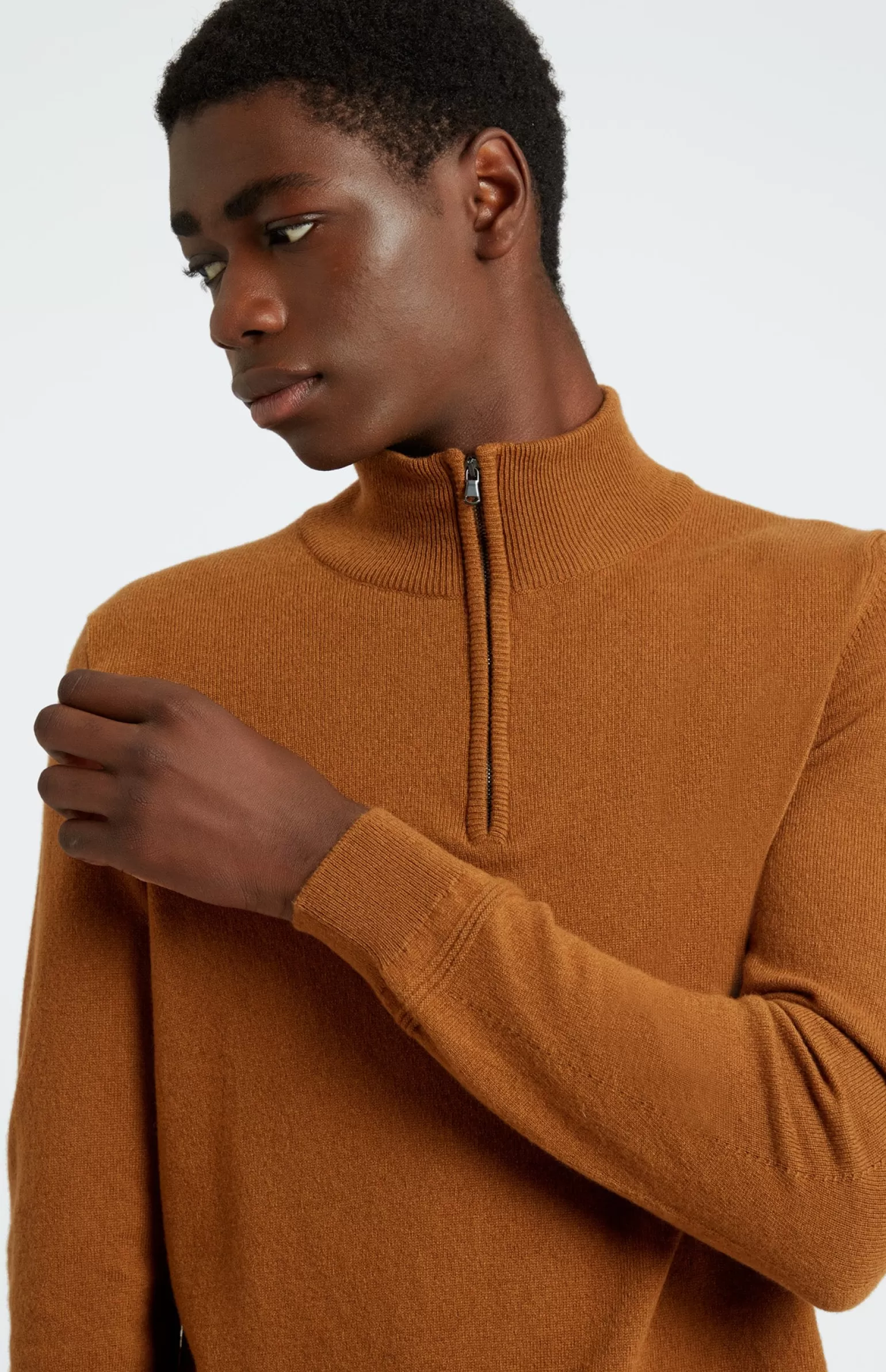 Pringle of Scotland Zip Neck Cashmere Jumper In Vicuna