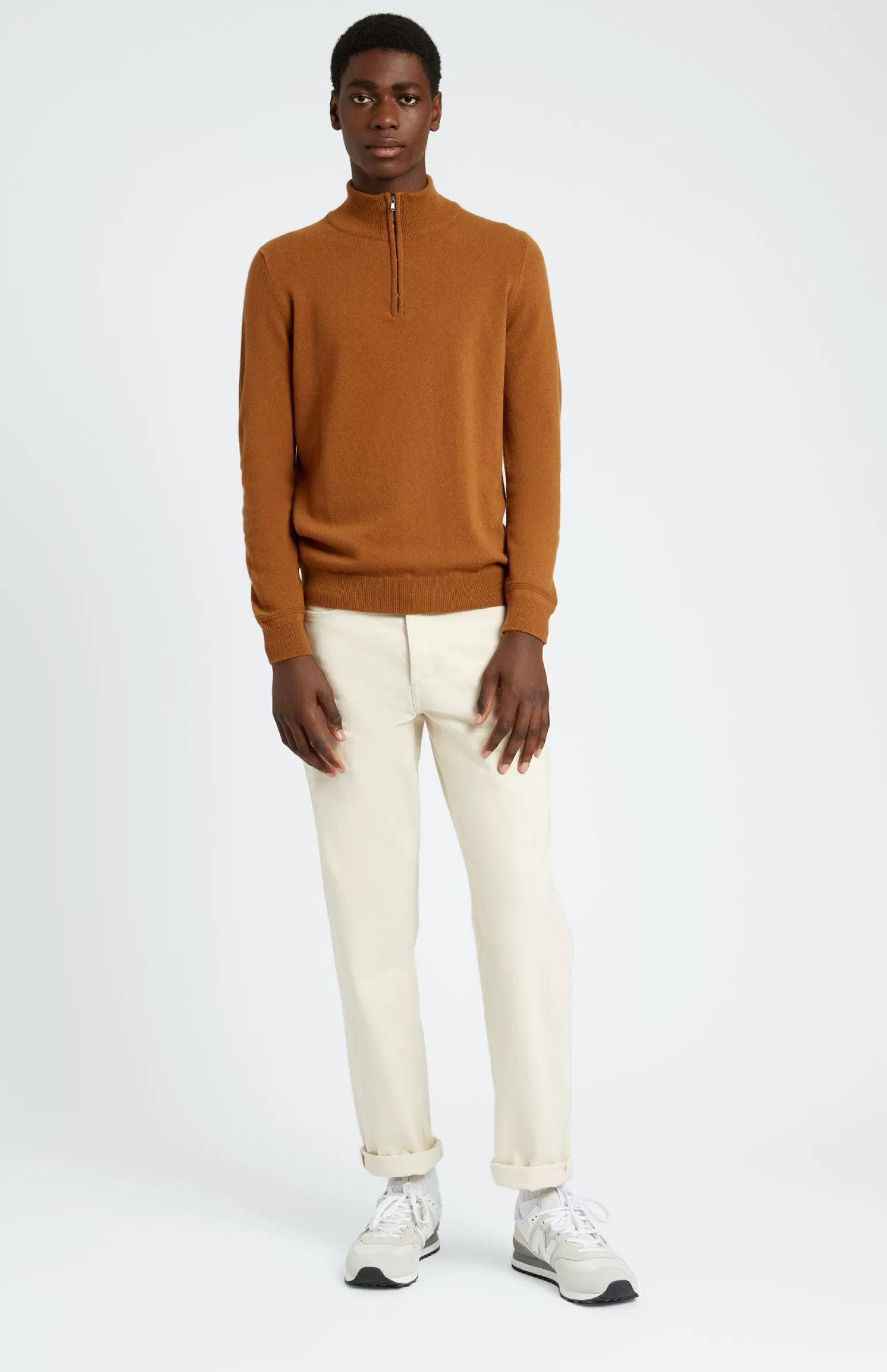 Pringle of Scotland Zip Neck Cashmere Jumper In Vicuna